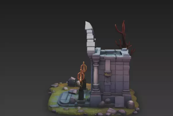 Haunted Crypt 3D Model - Stylized Gothic Graveyard Environment  3D model_1