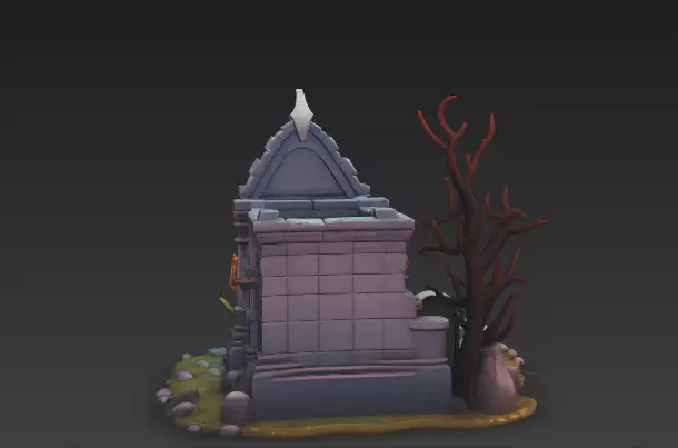 Haunted Crypt 3D Model - Stylized Gothic Graveyard Environment  3D model_2