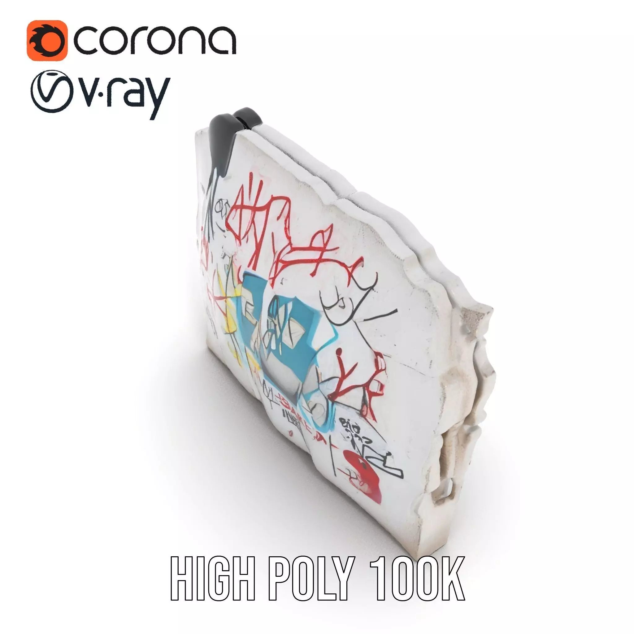 Urban Graffiti Wall model pack Low-poly 3D model_19