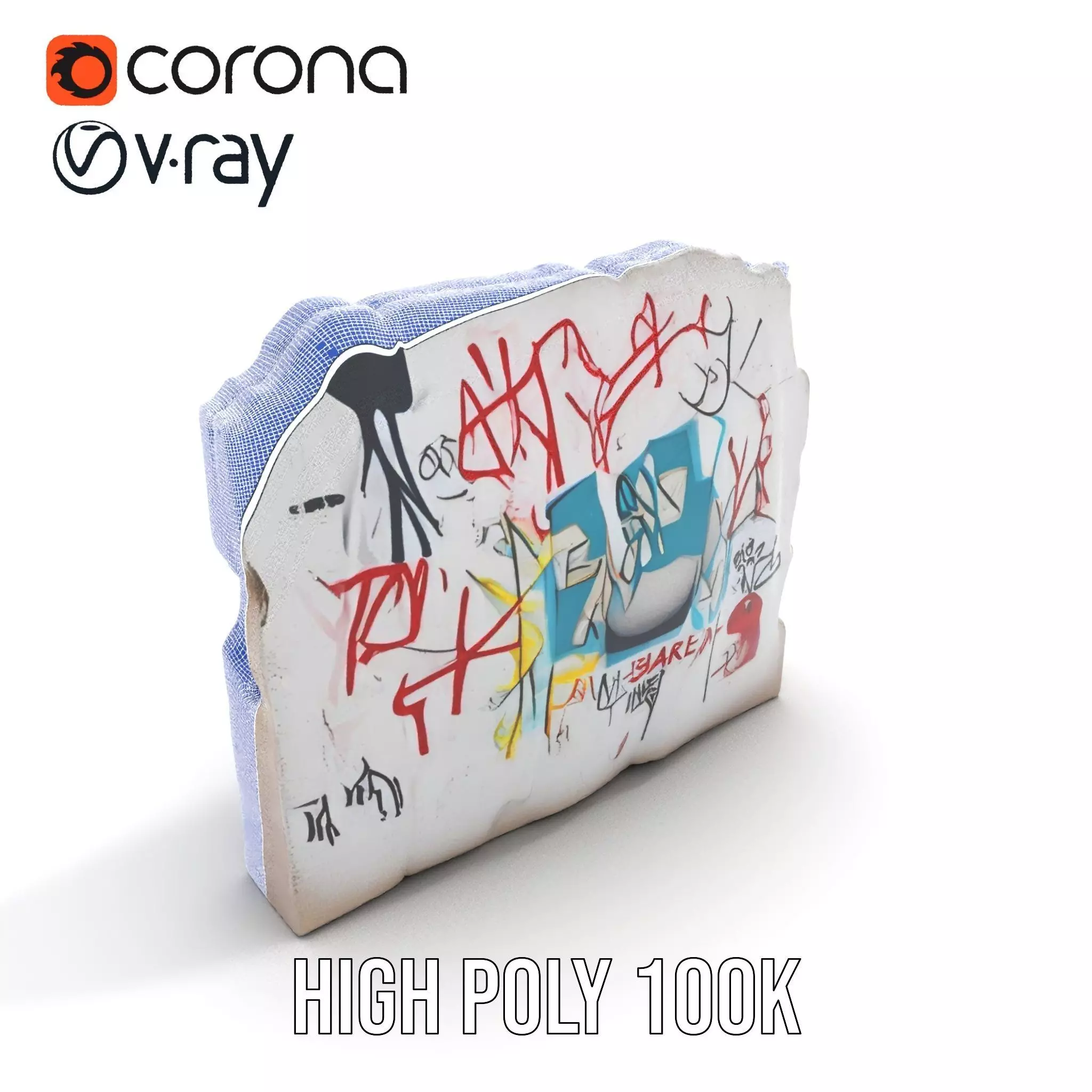 Urban Graffiti Wall model pack Low-poly 3D model_32