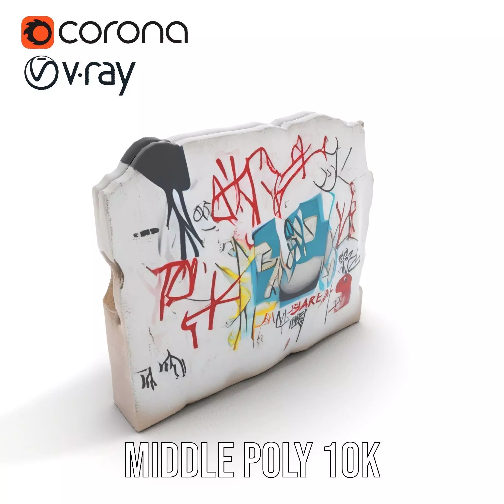 Urban Graffiti Wall model pack Low-poly 3D model_7