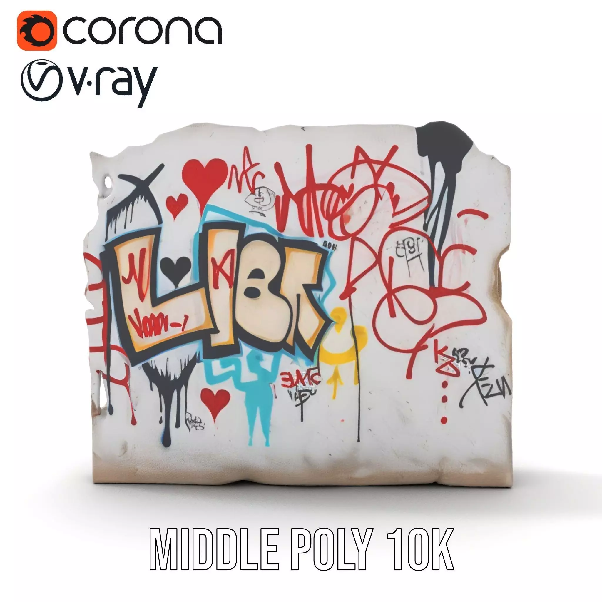 Urban Graffiti Wall model pack Low-poly 3D model_17