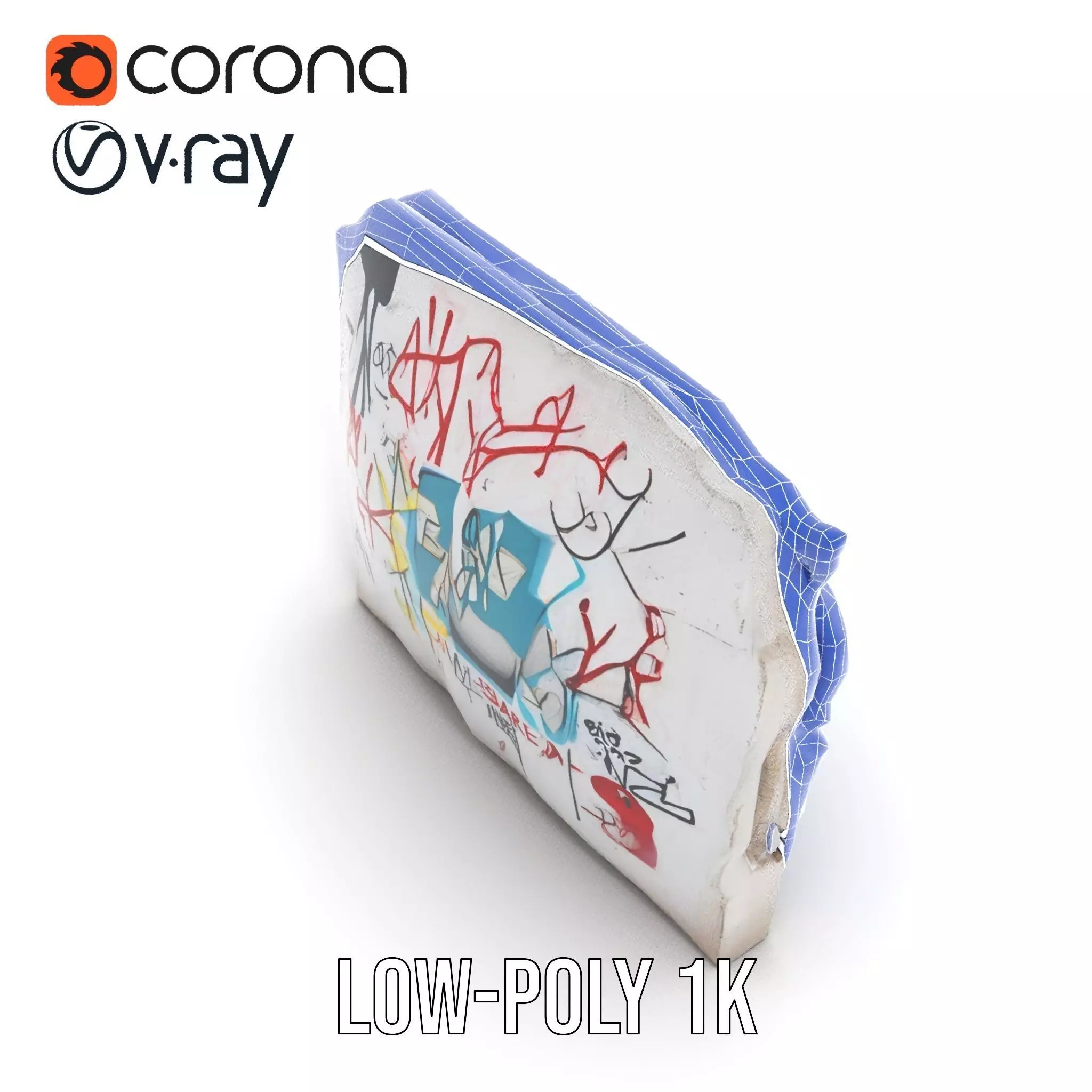 Urban Graffiti Wall model pack Low-poly 3D model_13