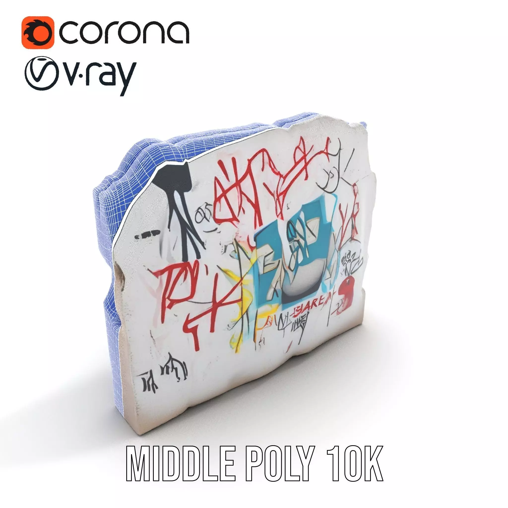 Urban Graffiti Wall model pack Low-poly 3D model_14