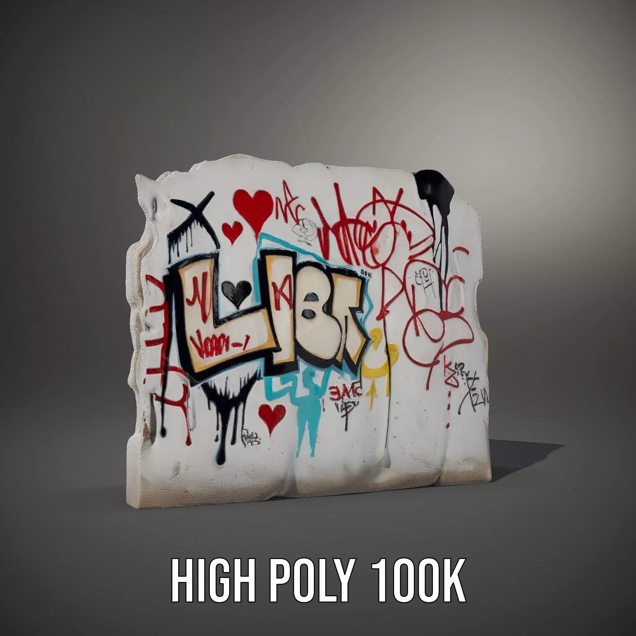 Urban Graffiti Wall model pack Low-poly 3D model_11