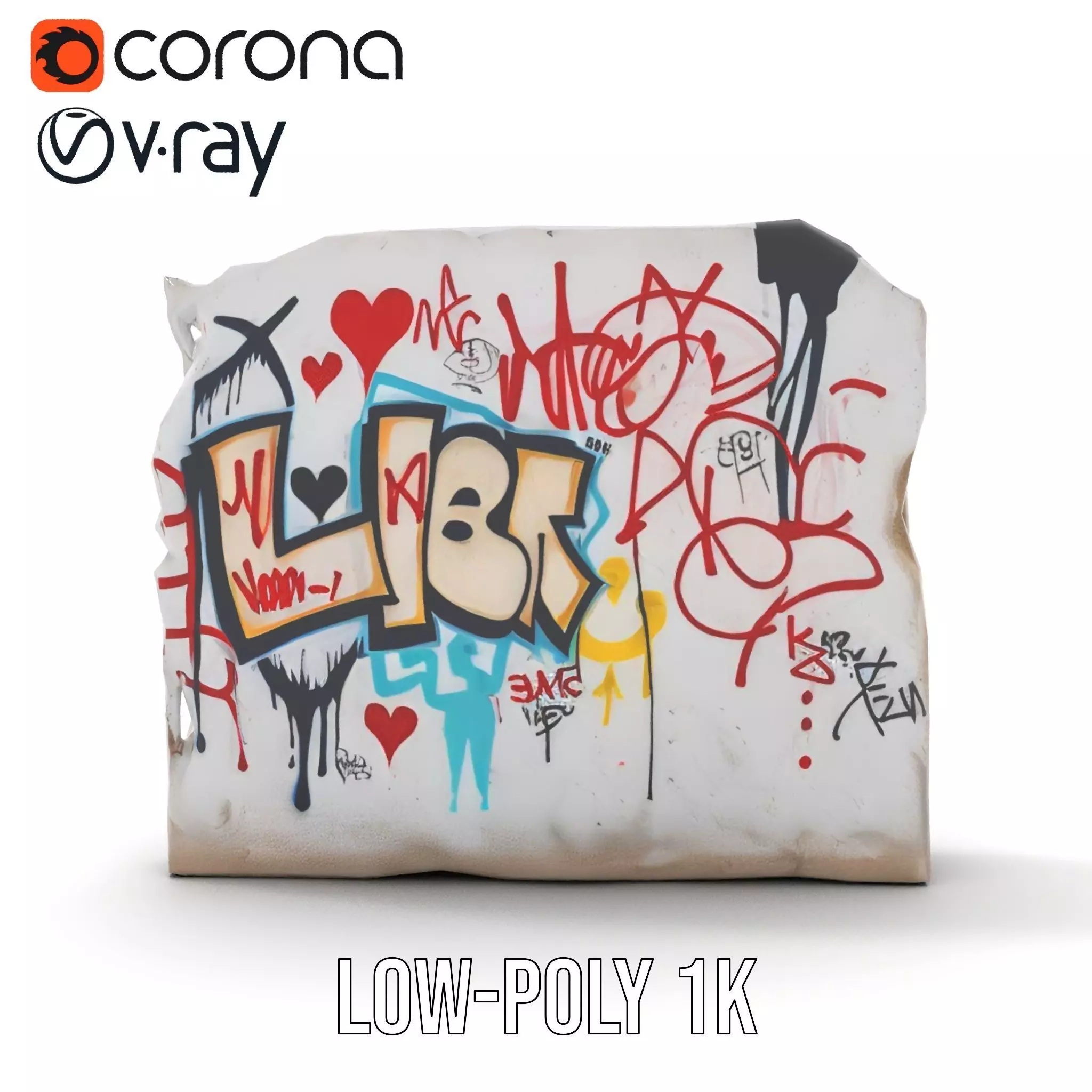 Urban Graffiti Wall model pack Low-poly 3D model_18