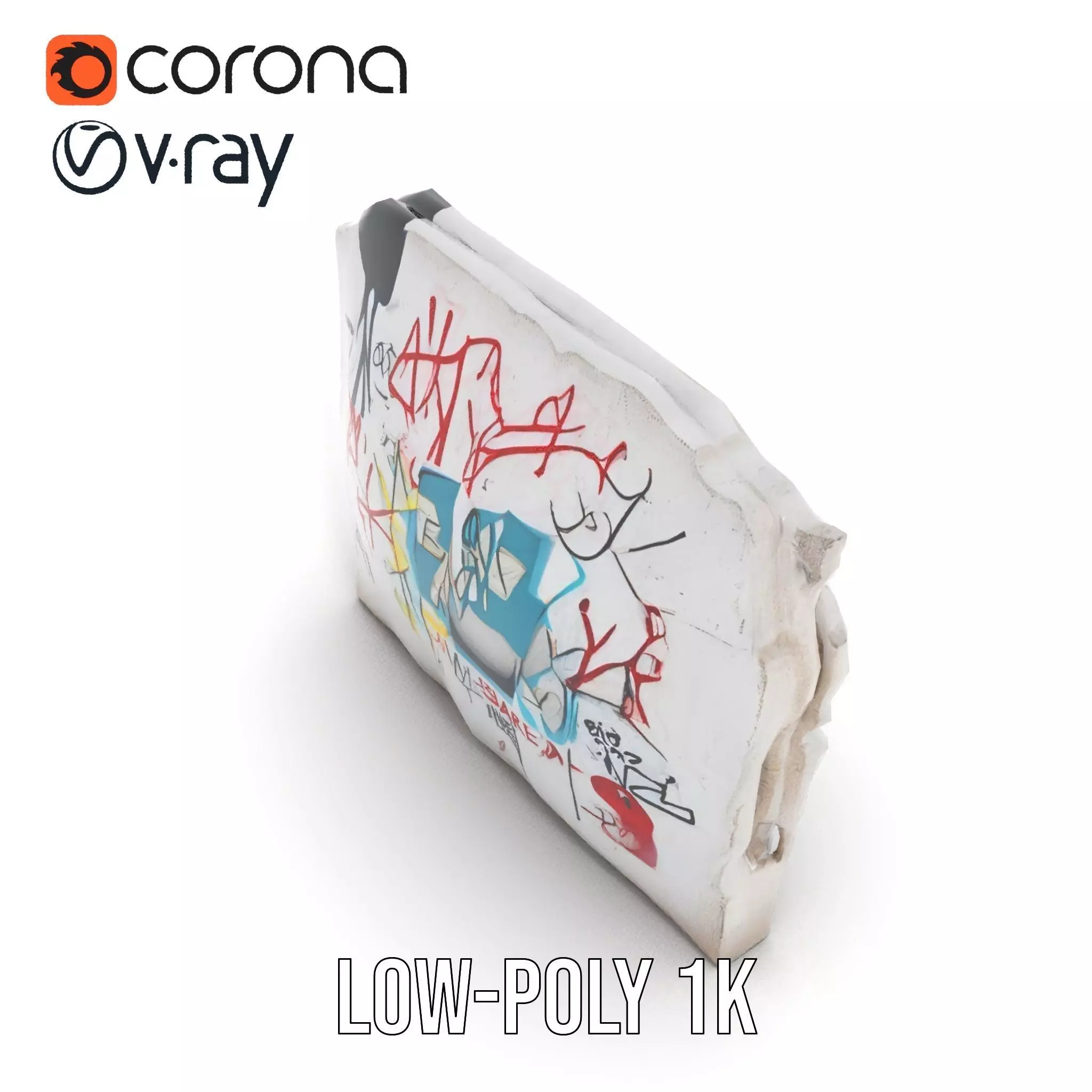 Urban Graffiti Wall model pack Low-poly 3D model_23