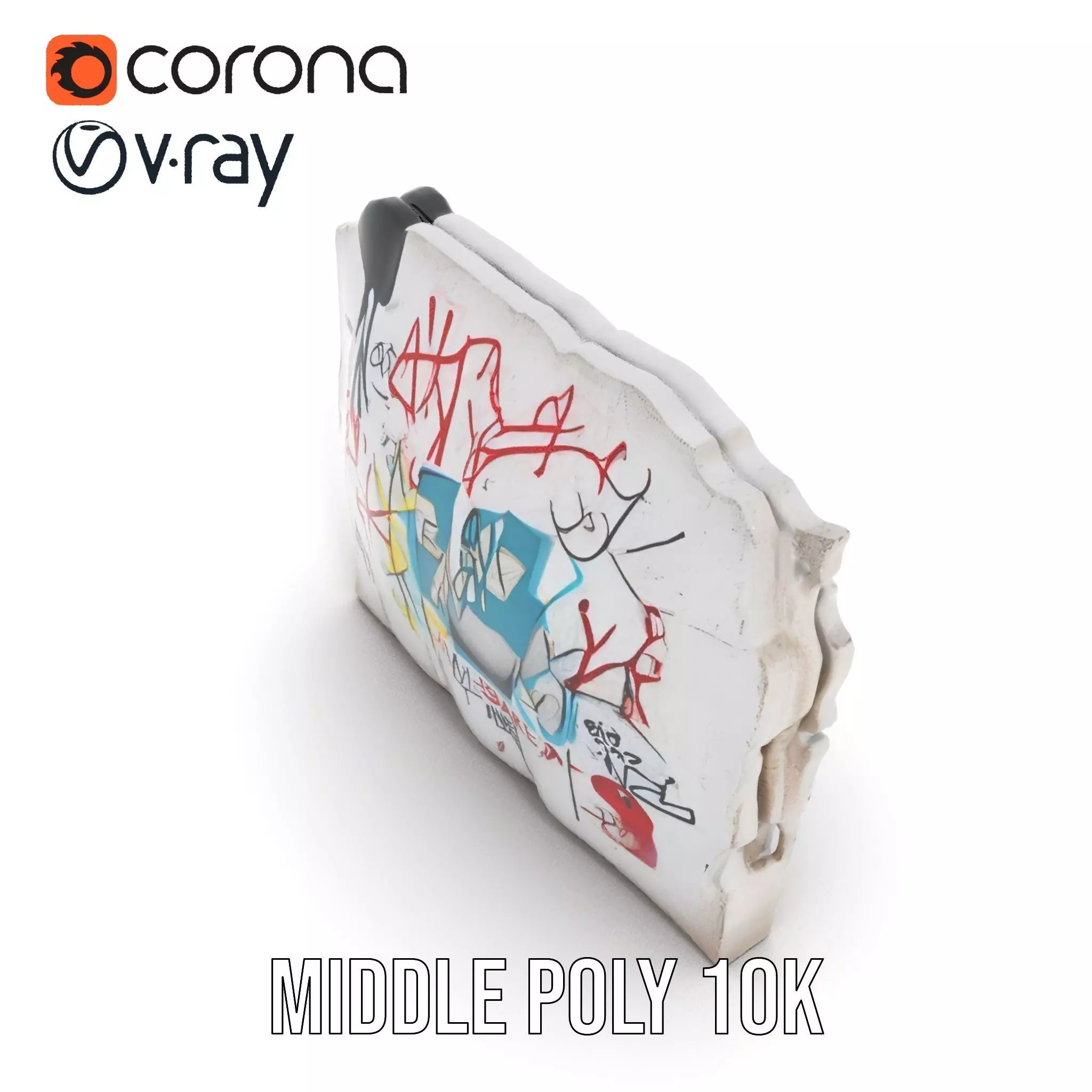 Urban Graffiti Wall model pack Low-poly 3D model_12