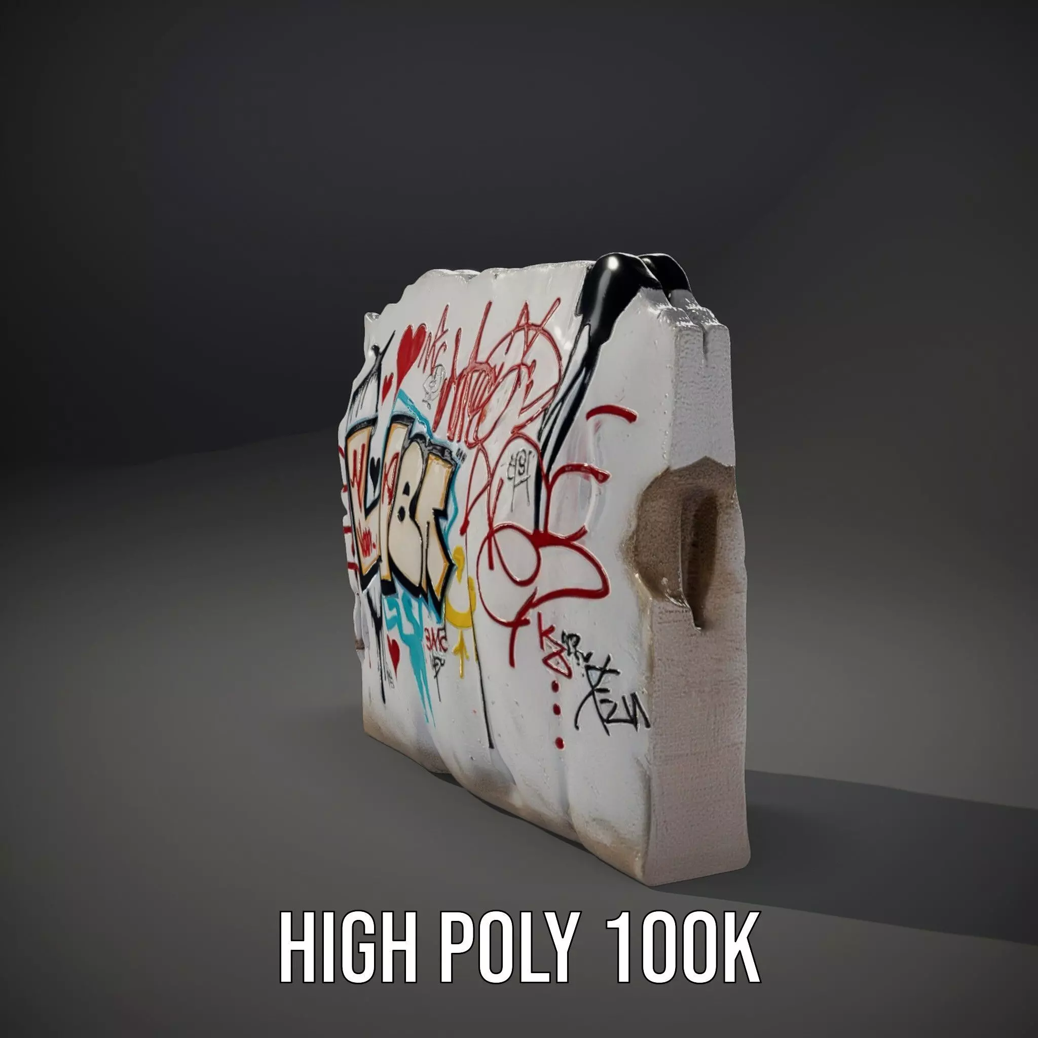 Urban Graffiti Wall model pack Low-poly 3D model_9