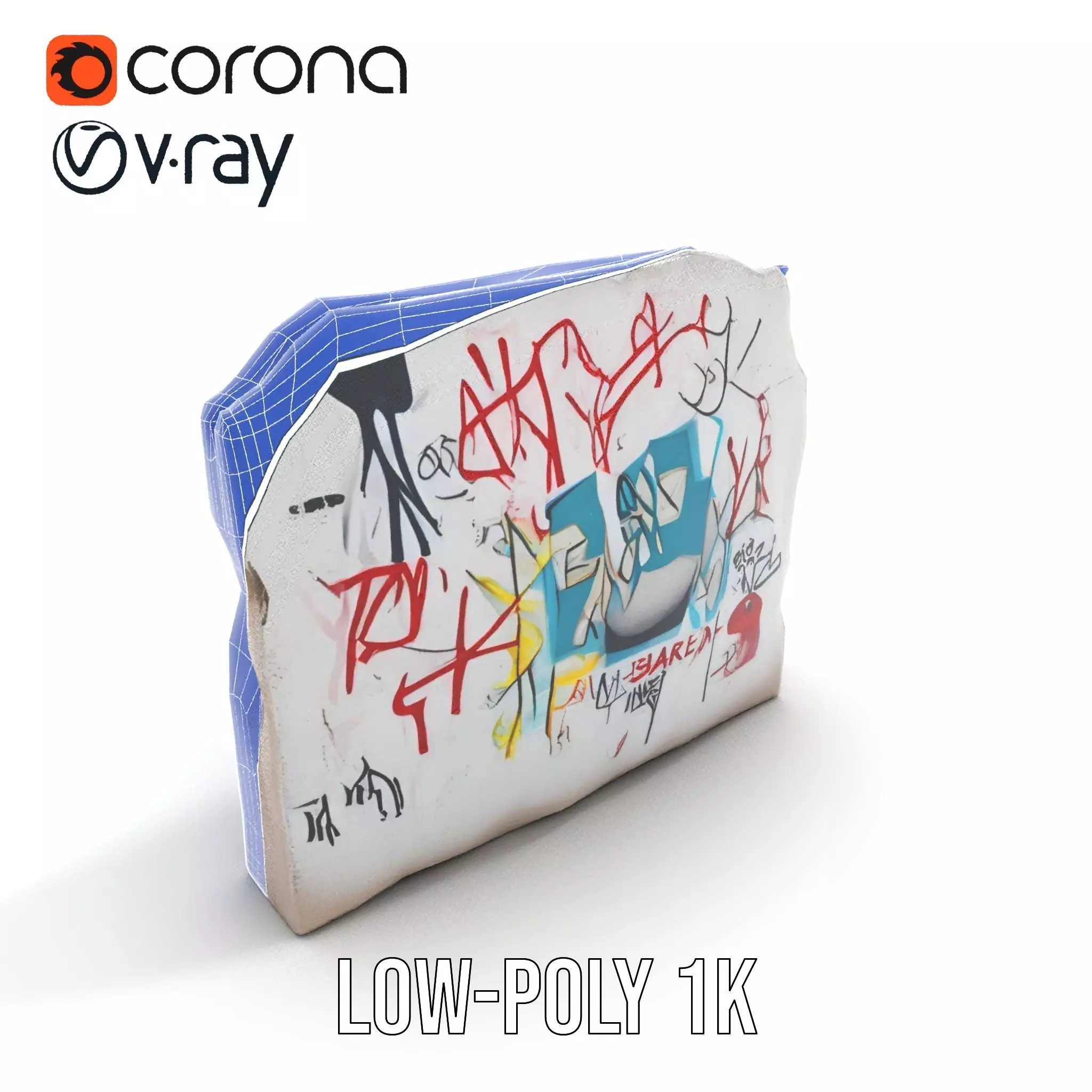 Urban Graffiti Wall model pack Low-poly 3D model_15