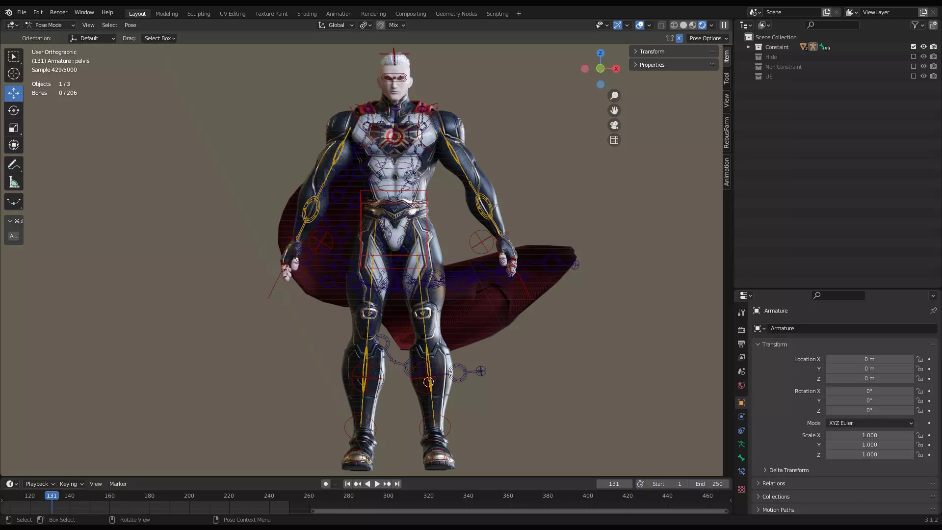 Male Superhero Game Character - Ironsun Low-poly 3D model_22