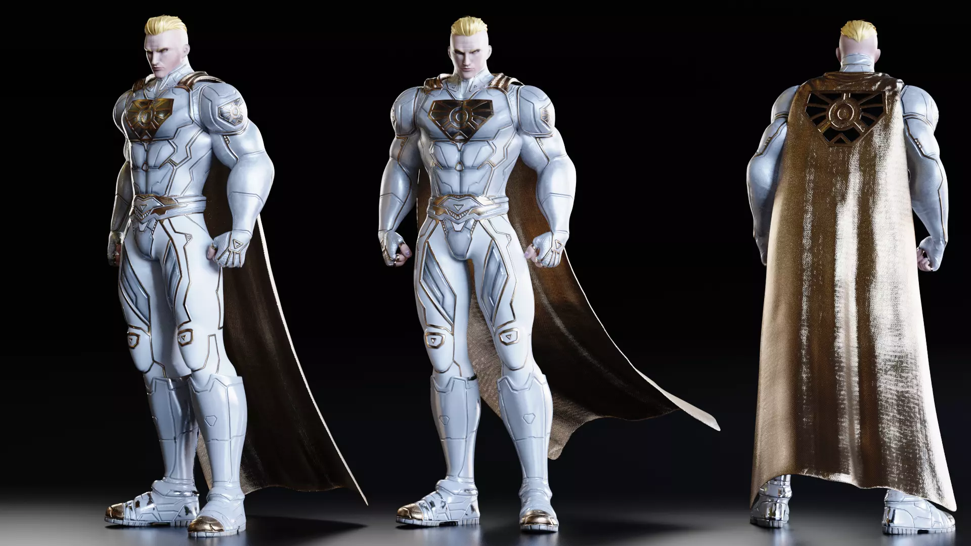 Male Superhero Game Character - Ironsun Low-poly 3D model_11