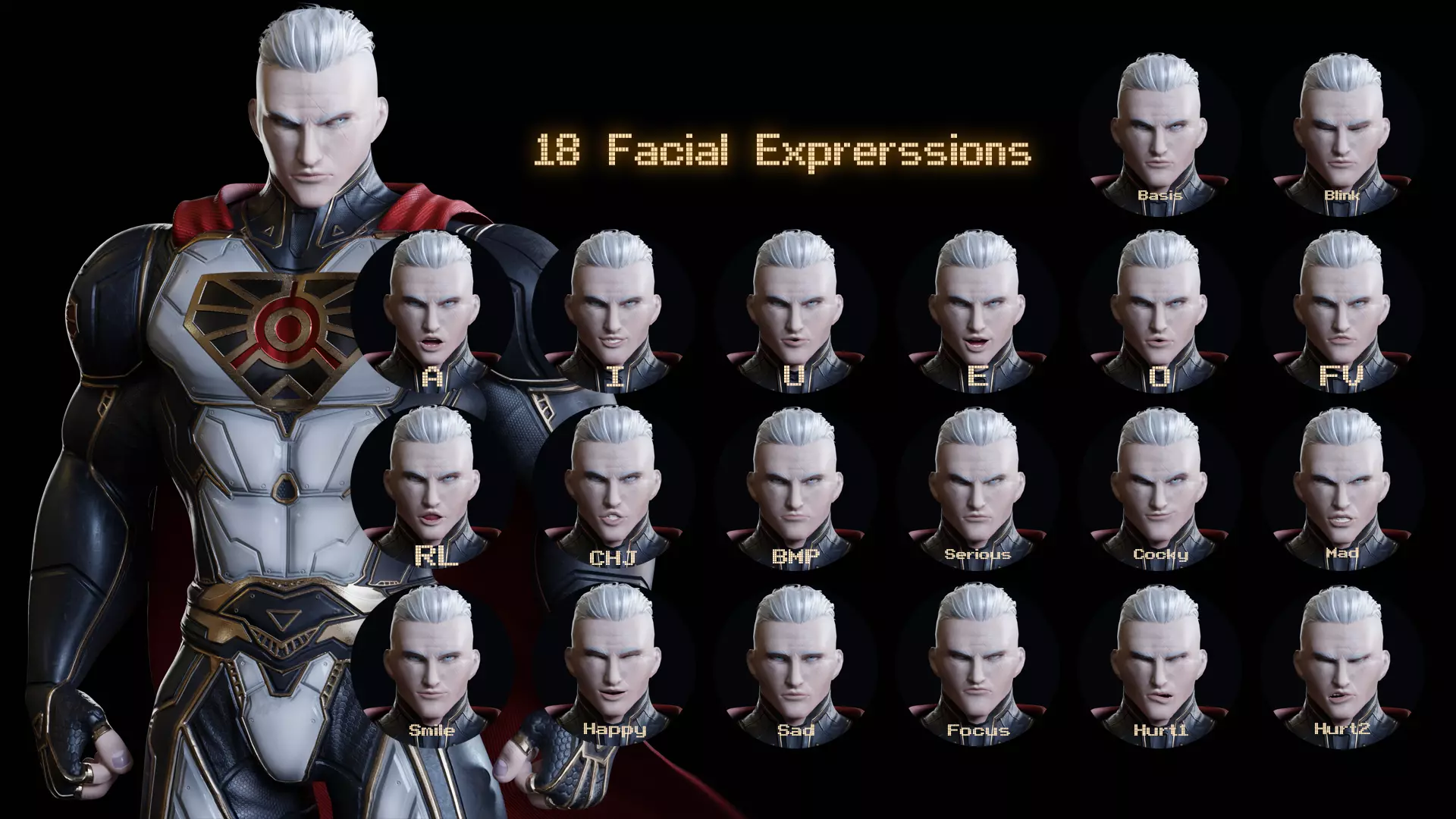 Male Superhero Game Character - Ironsun Low-poly 3D model_13