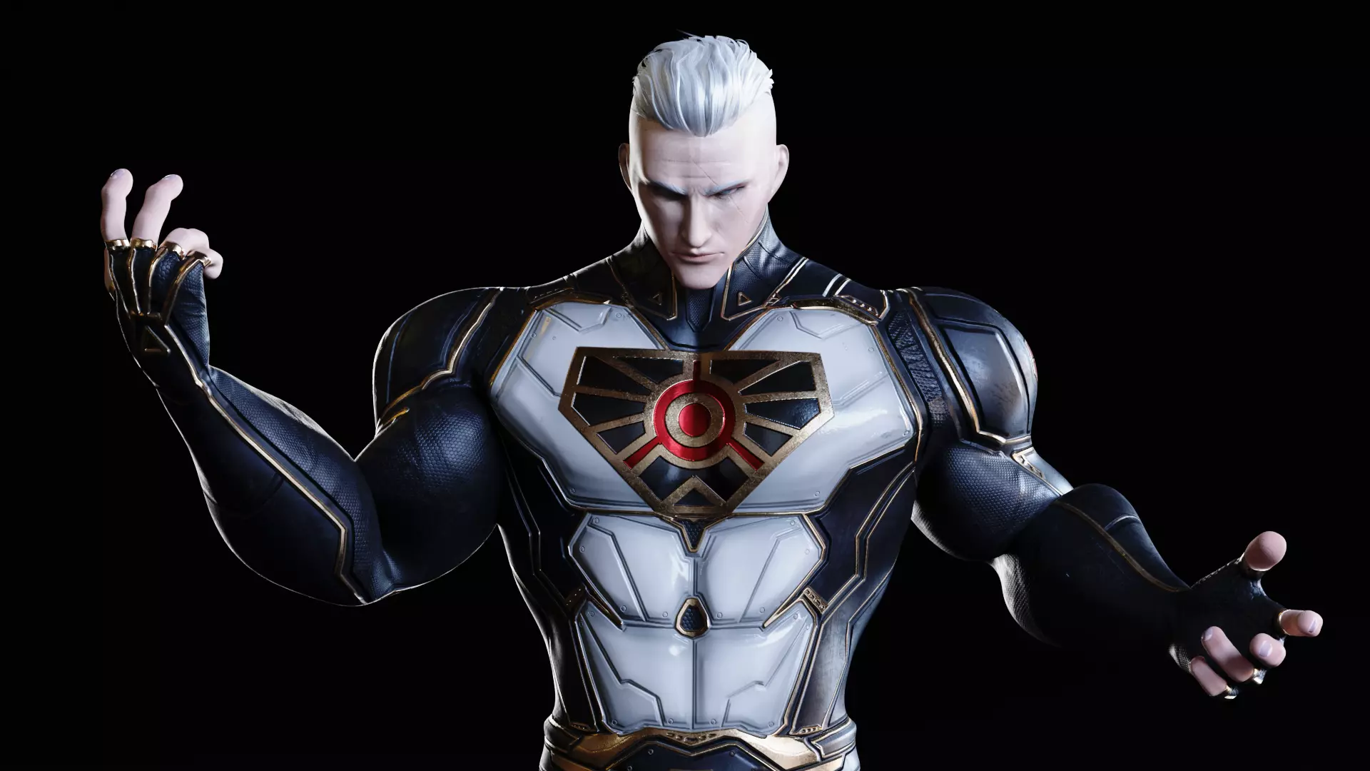 Male Superhero Game Character - Ironsun Low-poly 3D model_6
