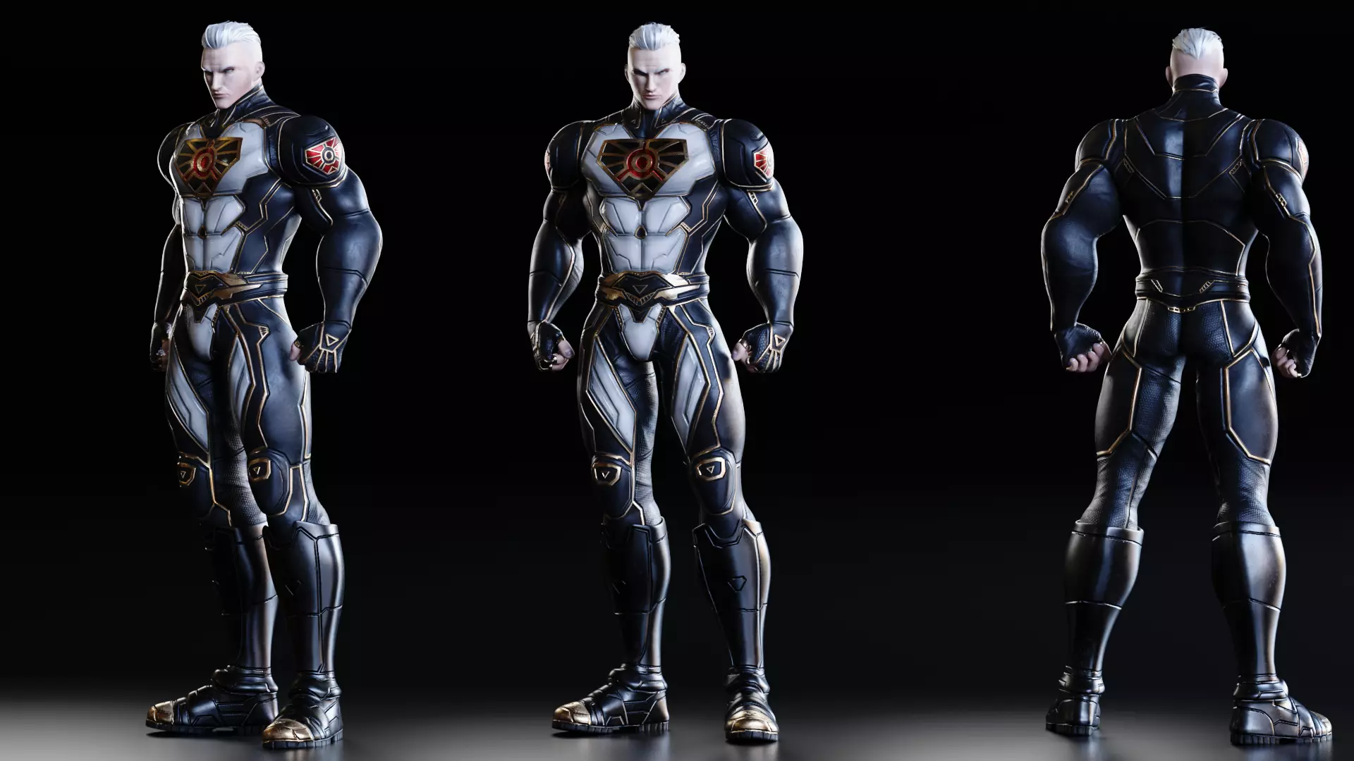 Male Superhero Game Character - Ironsun Low-poly 3D model_7
