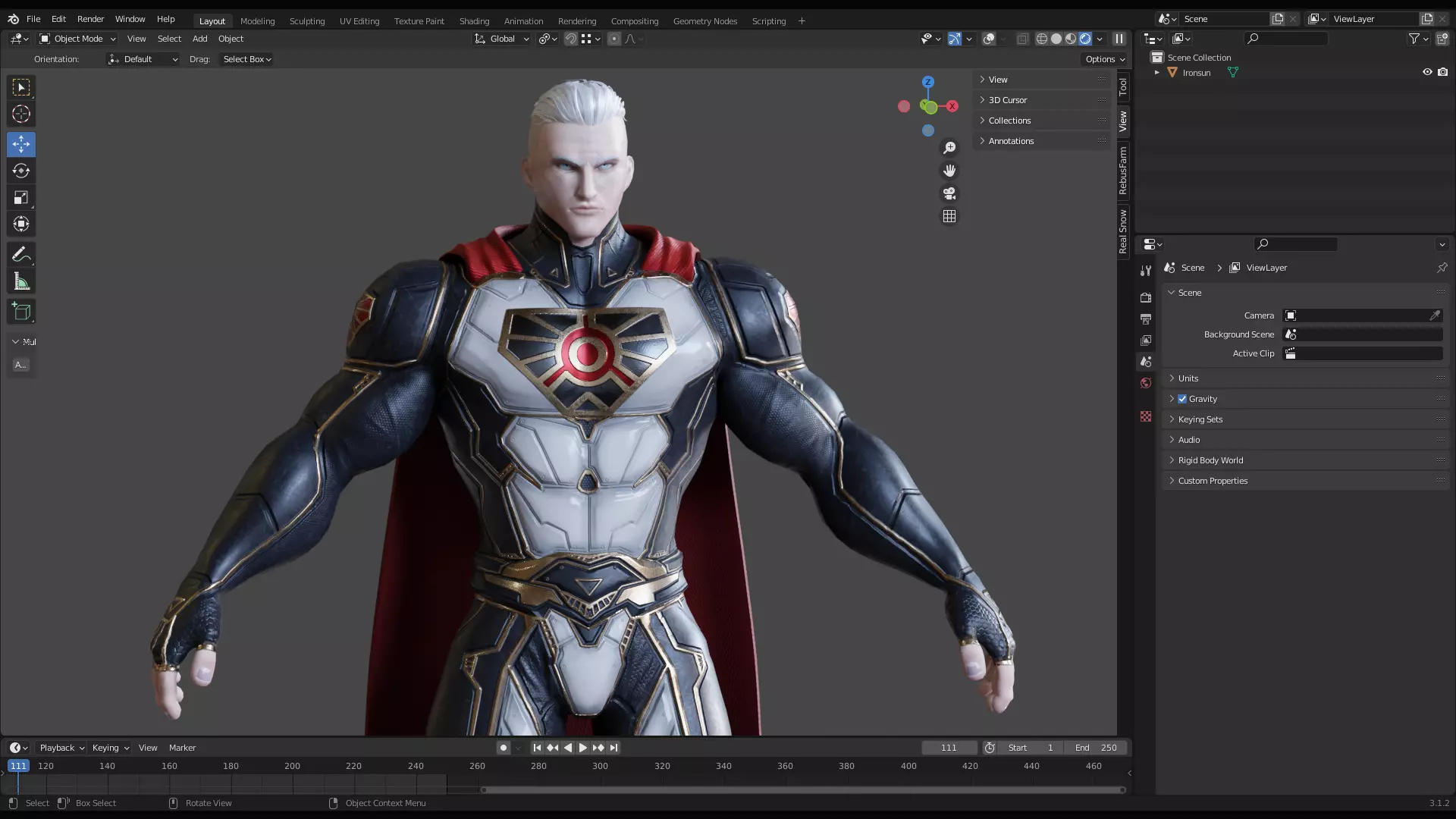Male Superhero Game Character - Ironsun Low-poly 3D model_14