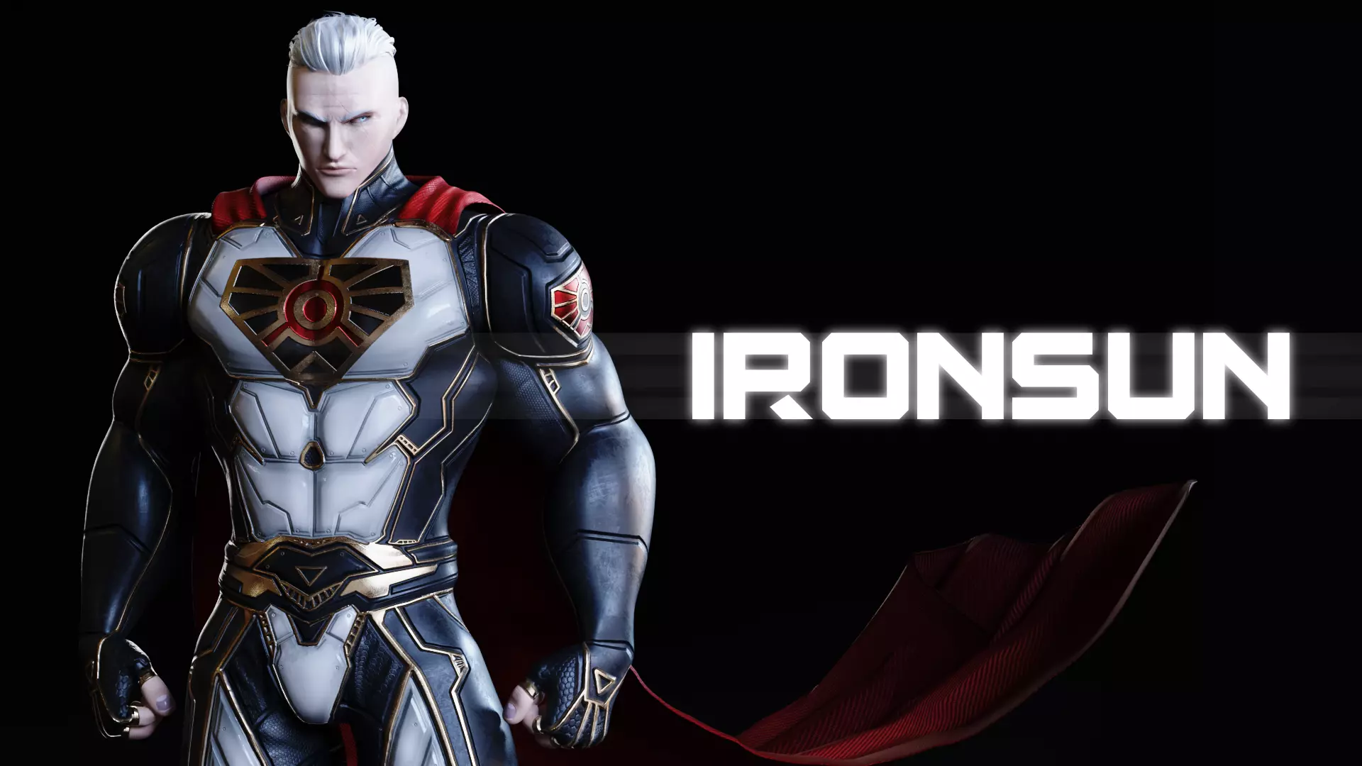 Male Superhero Game Character - Ironsun Low-poly 3D model_5