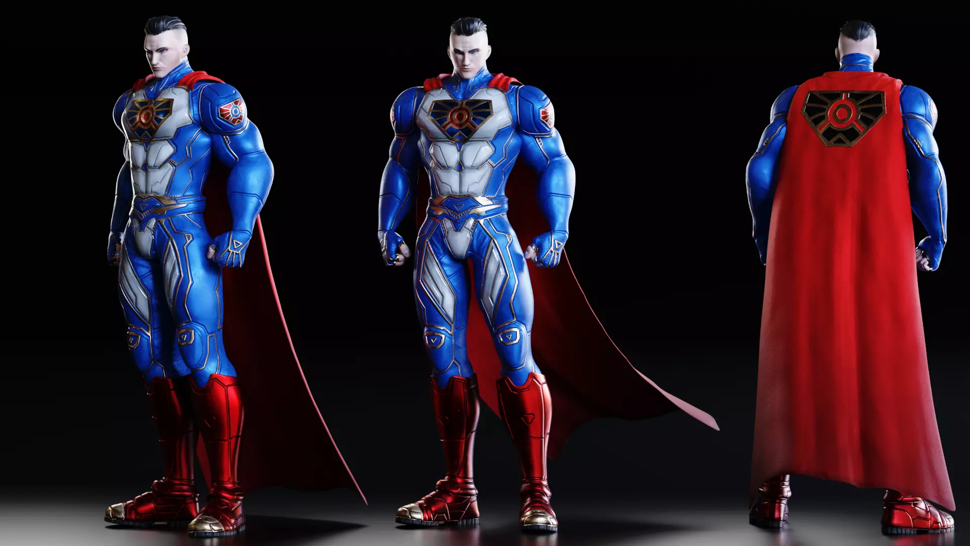 Male Superhero Game Character - Ironsun Low-poly 3D model_10