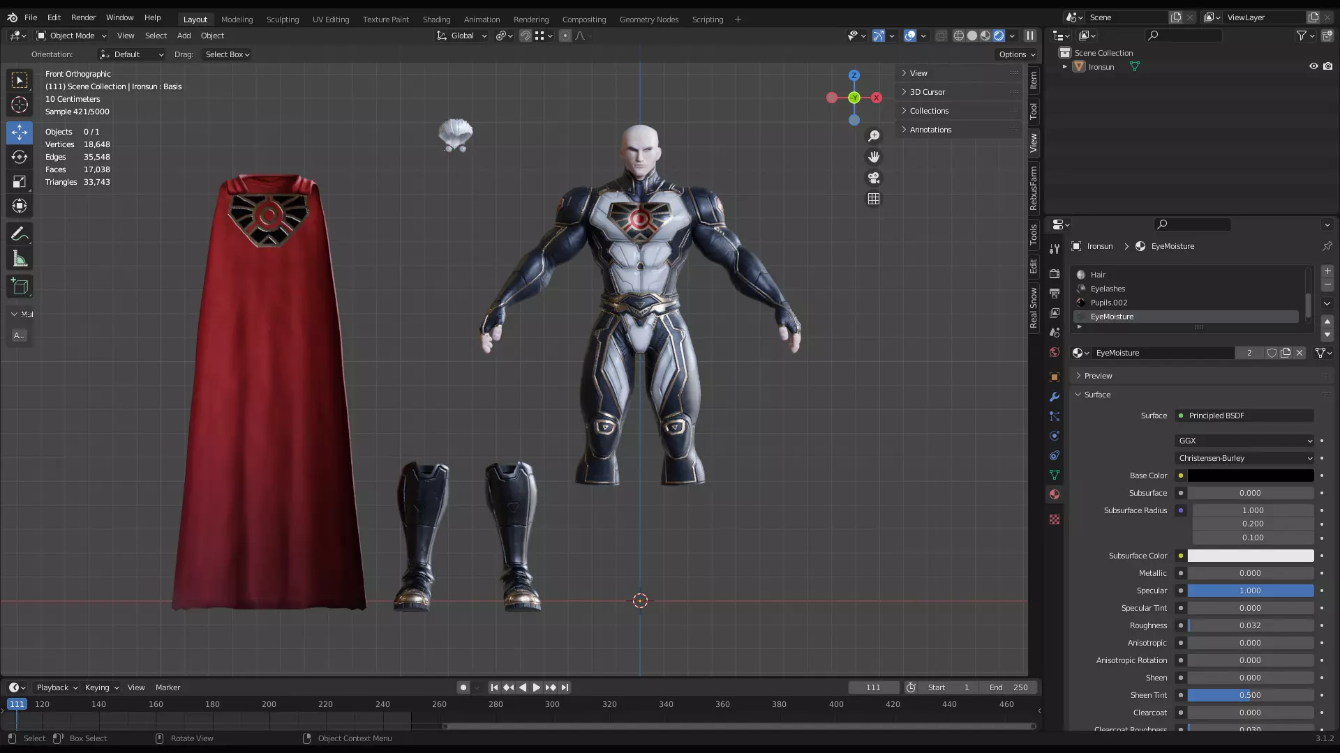 Male Superhero Game Character - Ironsun Low-poly 3D model_15
