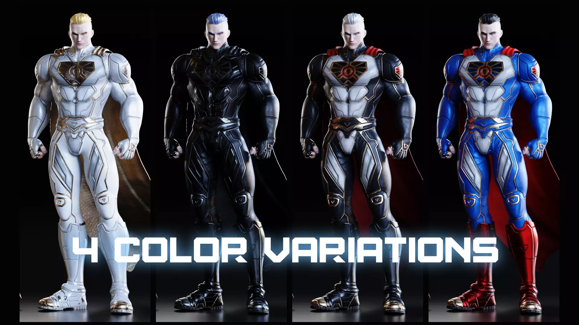 Male Superhero Game Character - Ironsun Low-poly 3D model_8