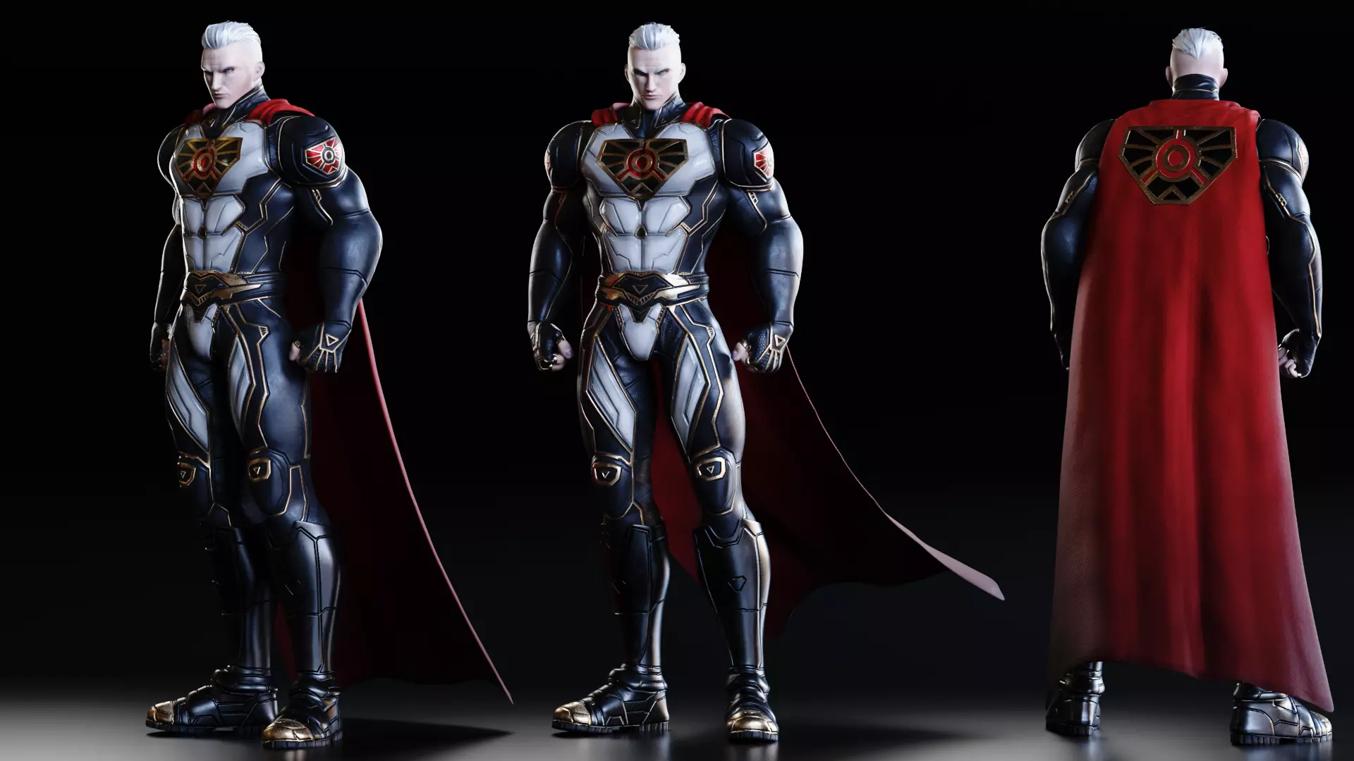 Male Superhero Game Character - Ironsun Low-poly 3D model_9