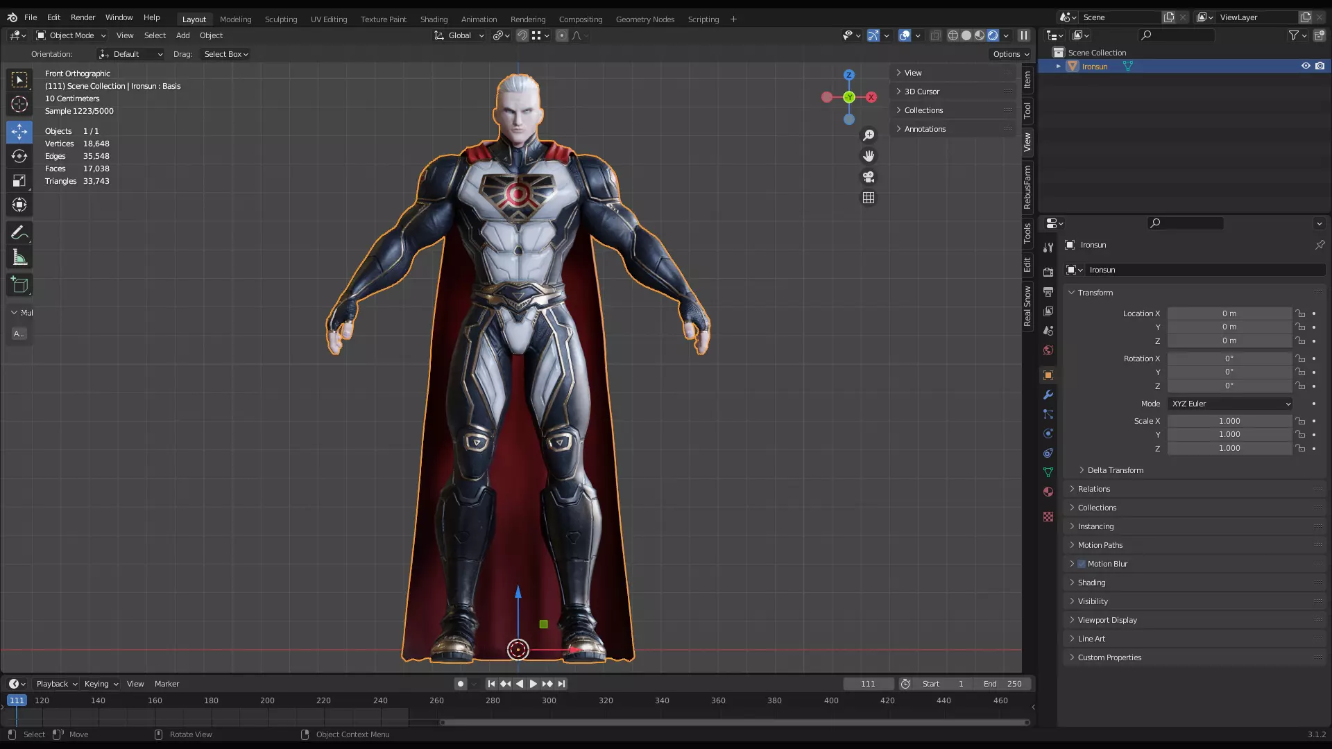 Male Superhero Game Character - Ironsun Low-poly 3D model_16