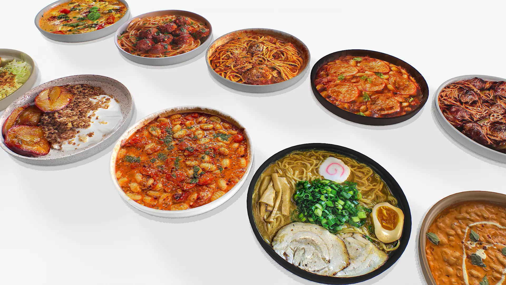 Food In a plate pack 3 Low-poly 3D model_2