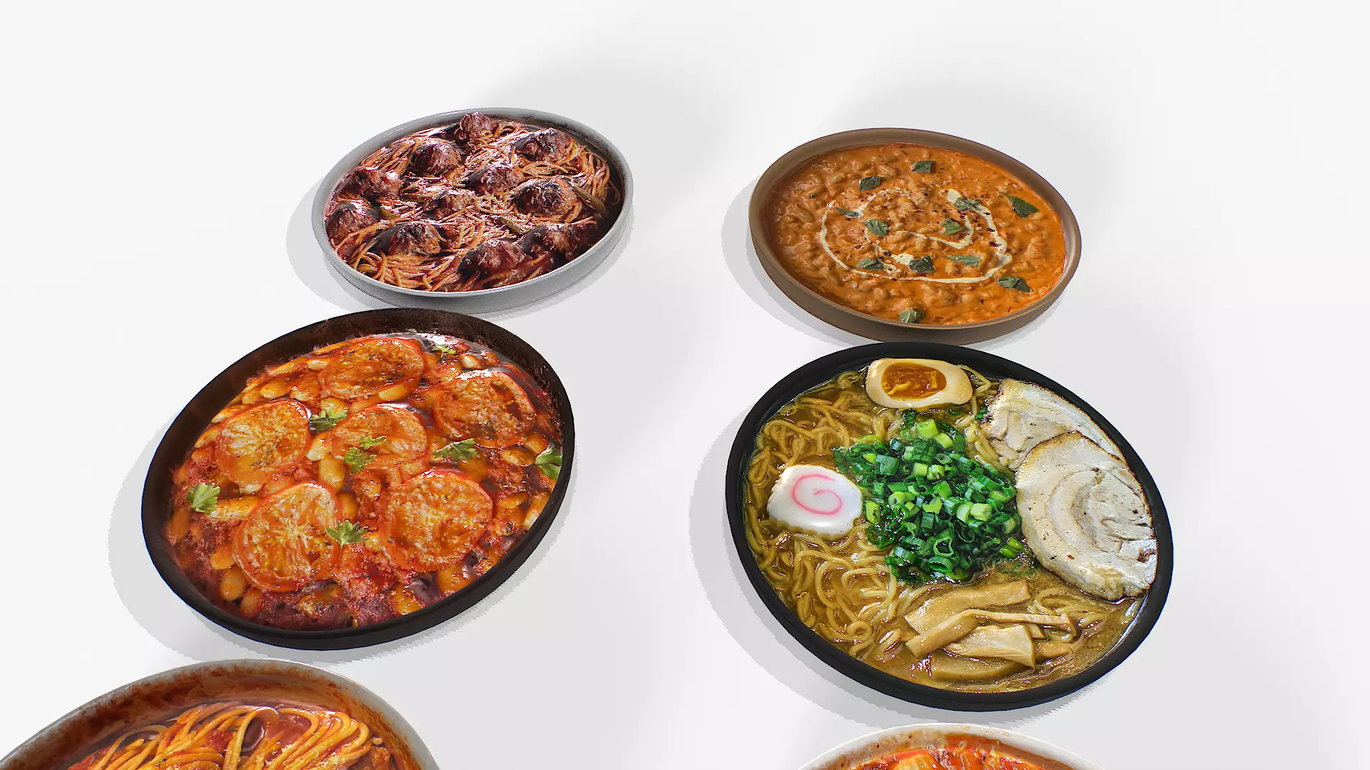 Food In a plate pack 3 Low-poly 3D model_9