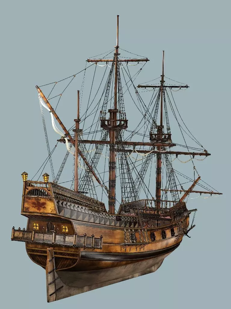 Sailboat Galleon - GameReady Sailing Ship Artemis 3D Model Low-poly 3D model_8