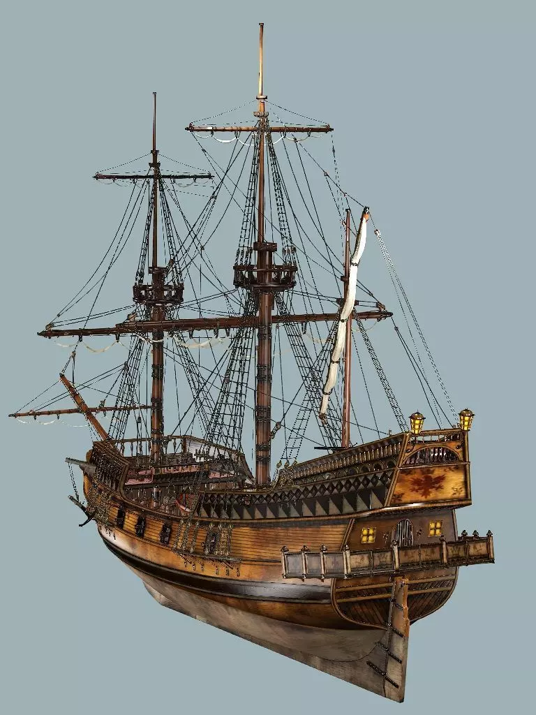 Sailboat Galleon - GameReady Sailing Ship Artemis 3D Model Low-poly 3D model_9