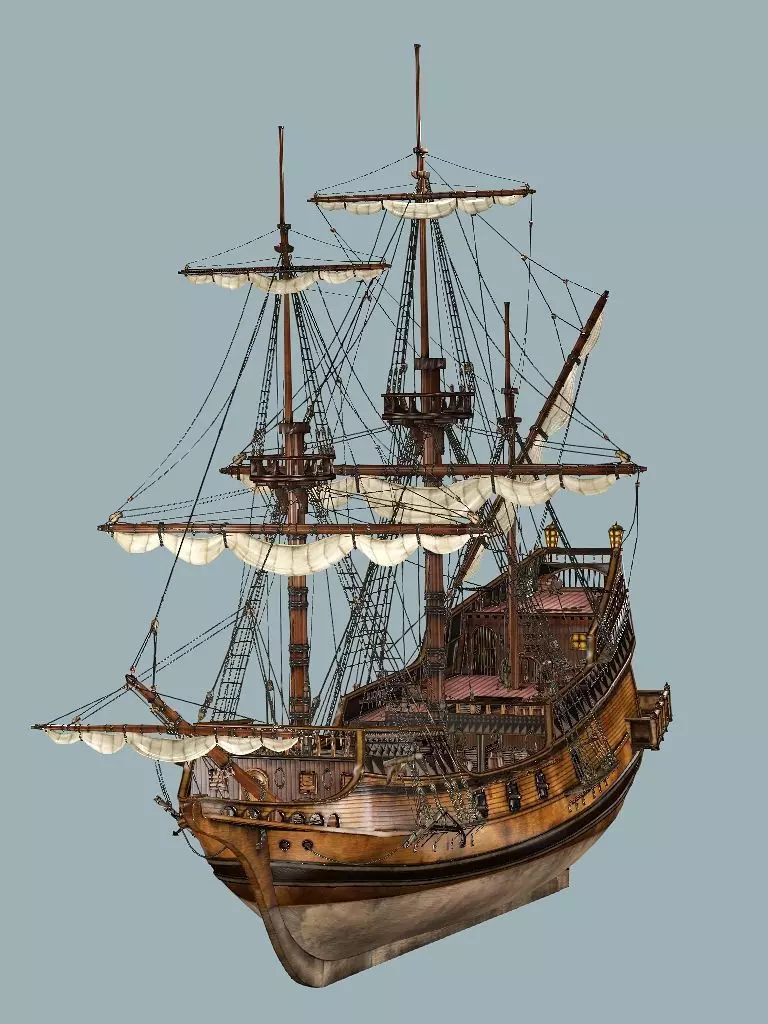 Sailboat Galleon - GameReady Sailing Ship Artemis 3D Model Low-poly 3D model_10