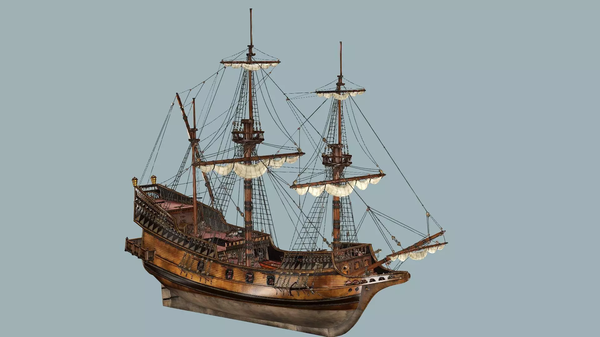 Sailboat Galleon - GameReady Sailing Ship Artemis 3D Model Low-poly 3D model_1