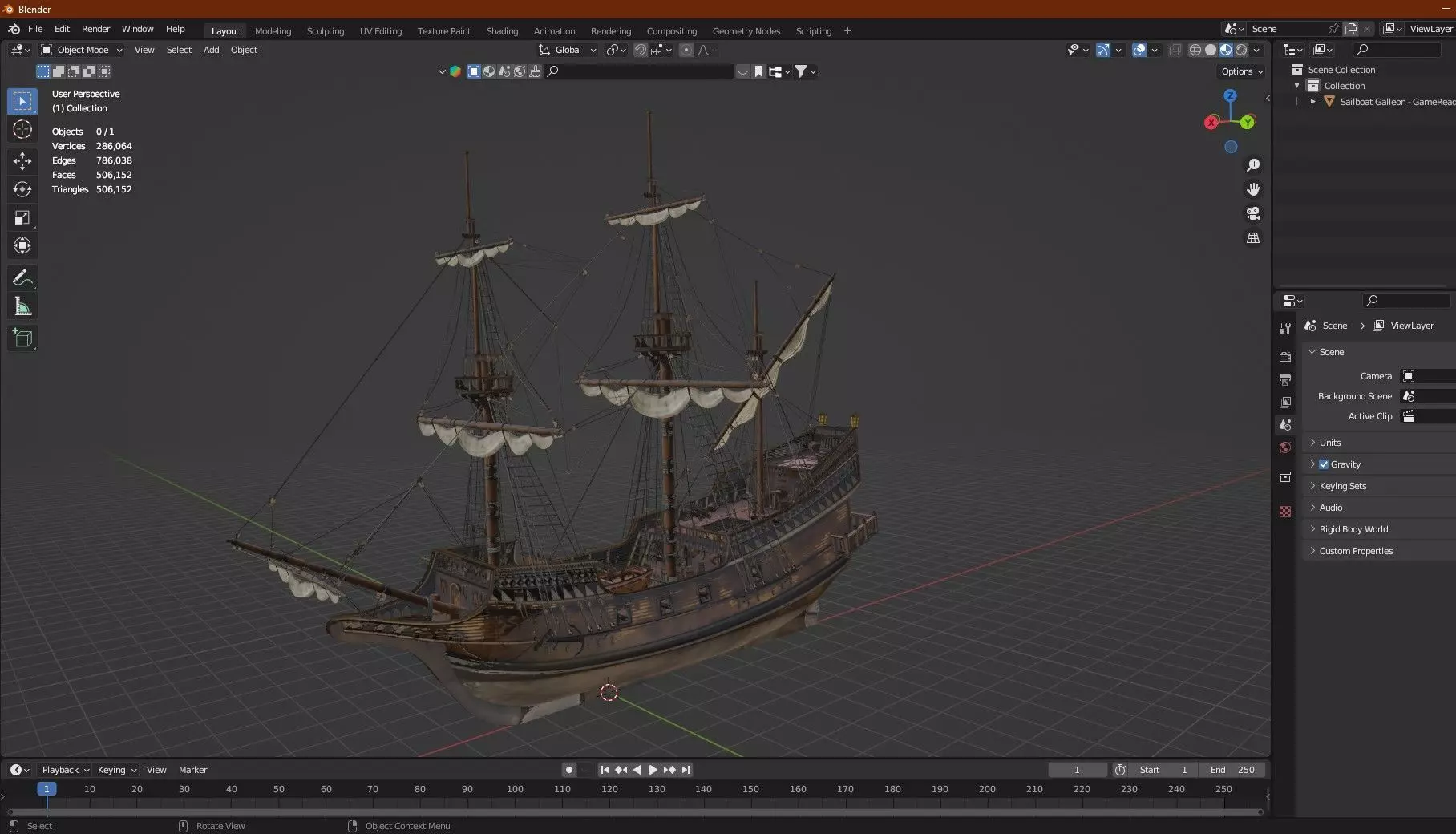 Sailboat Galleon - GameReady Sailing Ship Artemis 3D Model Low-poly 3D model_13