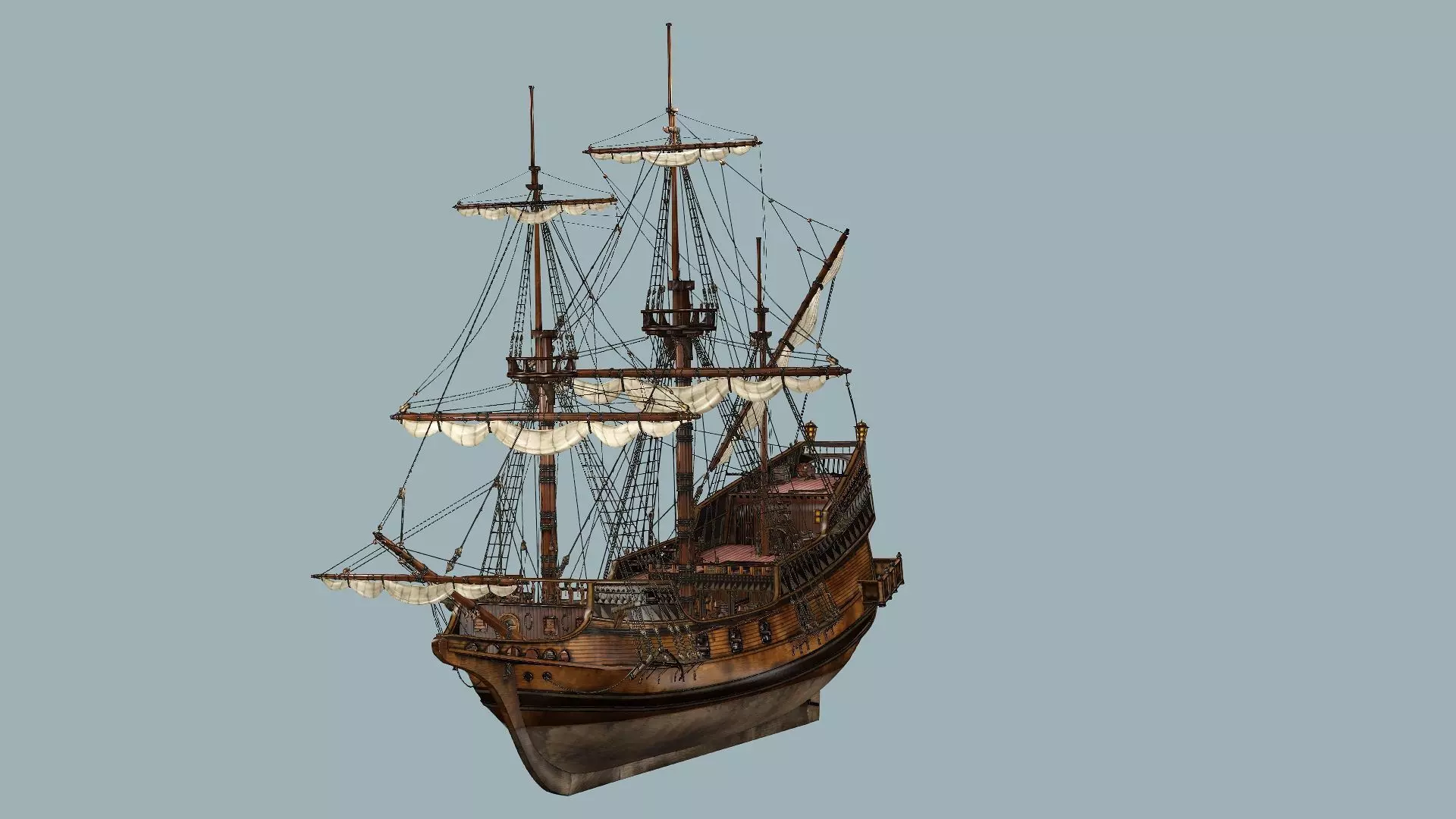 Sailboat Galleon - GameReady Sailing Ship Artemis 3D Model Low-poly 3D model_3