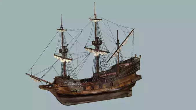 Sailboat Galleon - GameReady Sailing Ship Artemis 3D Model