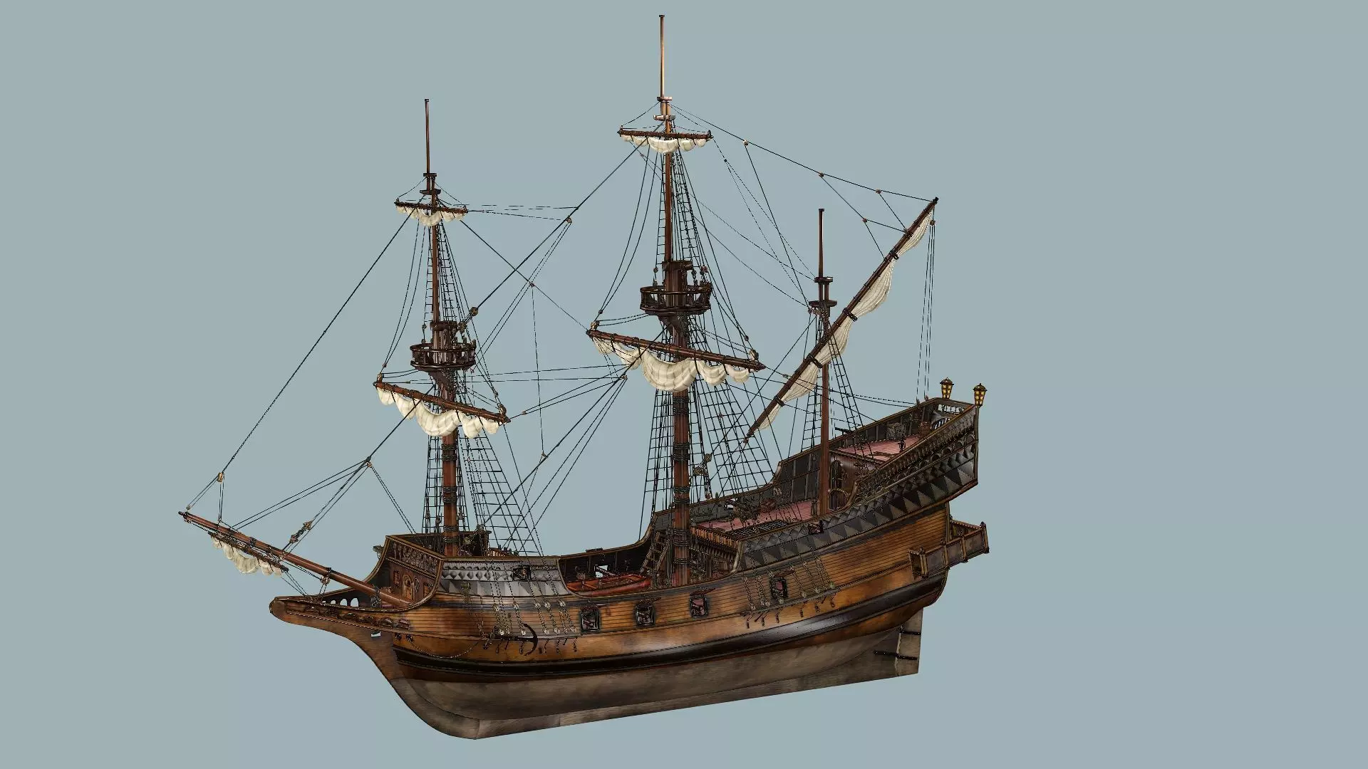 Sailboat Galleon - GameReady Sailing Ship Artemis 3D Model Low-poly 3D model_0