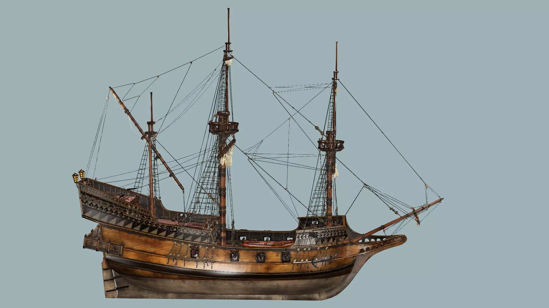 Sailboat Galleon - GameReady Sailing Ship Artemis 3D Model Low-poly 3D model_2
