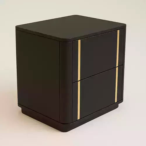 Modern  Nightstand with Gold Accents 3D Model
