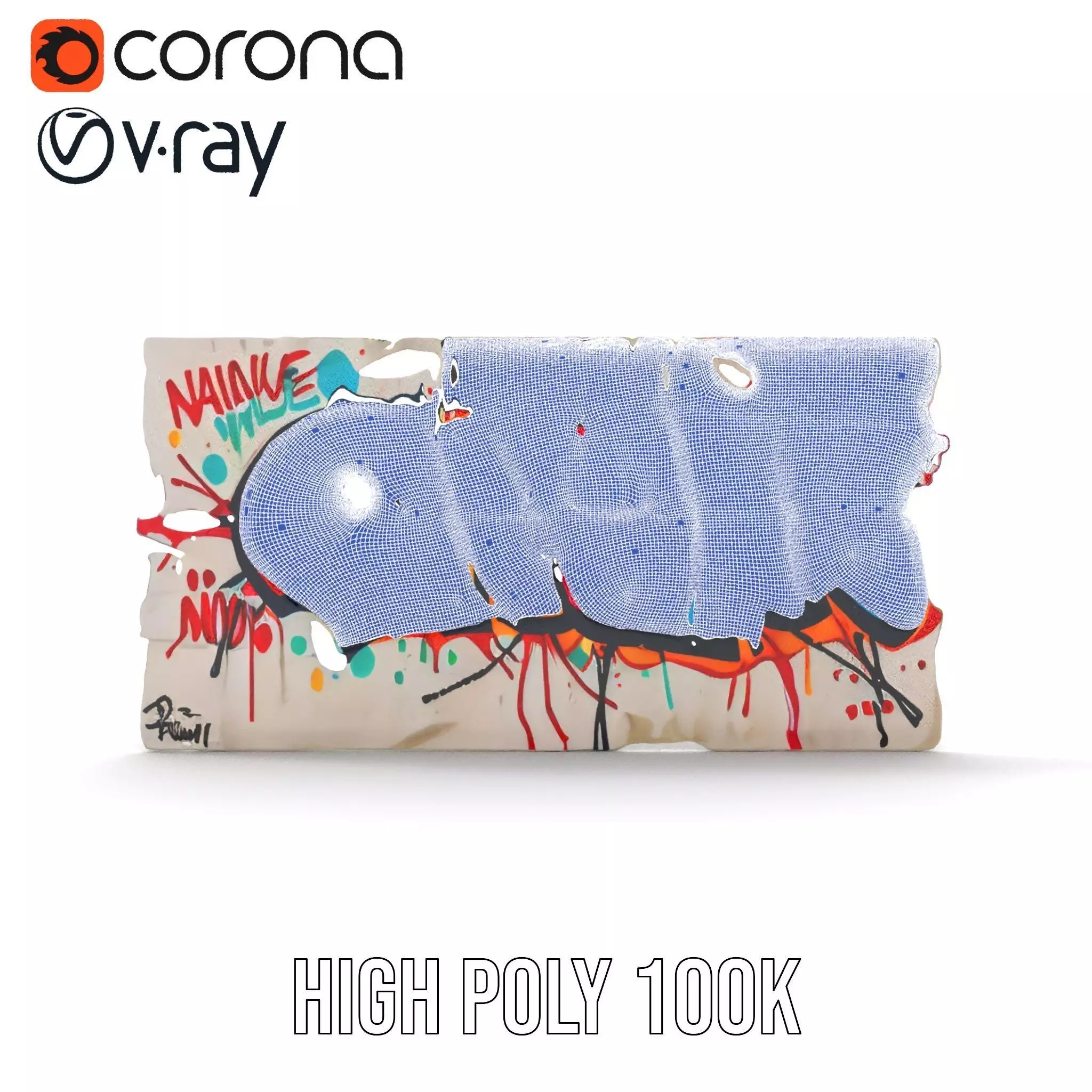 Vibrant Graffiti Wall model pack Low-poly 3D model_30