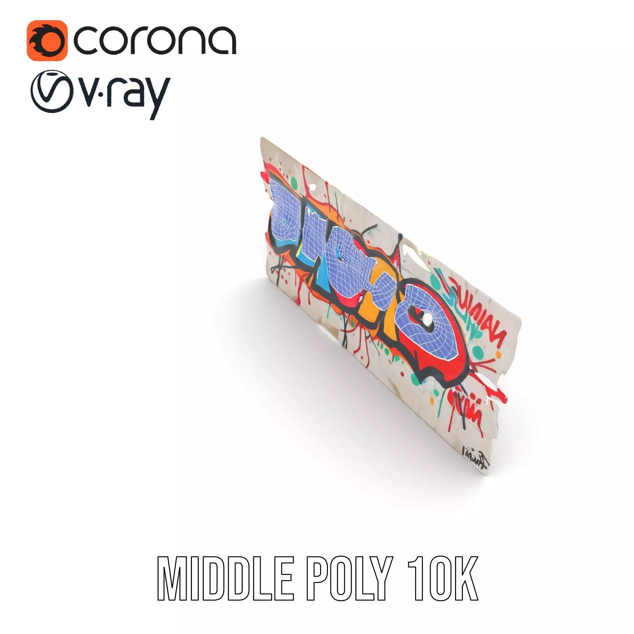 Vibrant Graffiti Wall model pack Low-poly 3D model_12