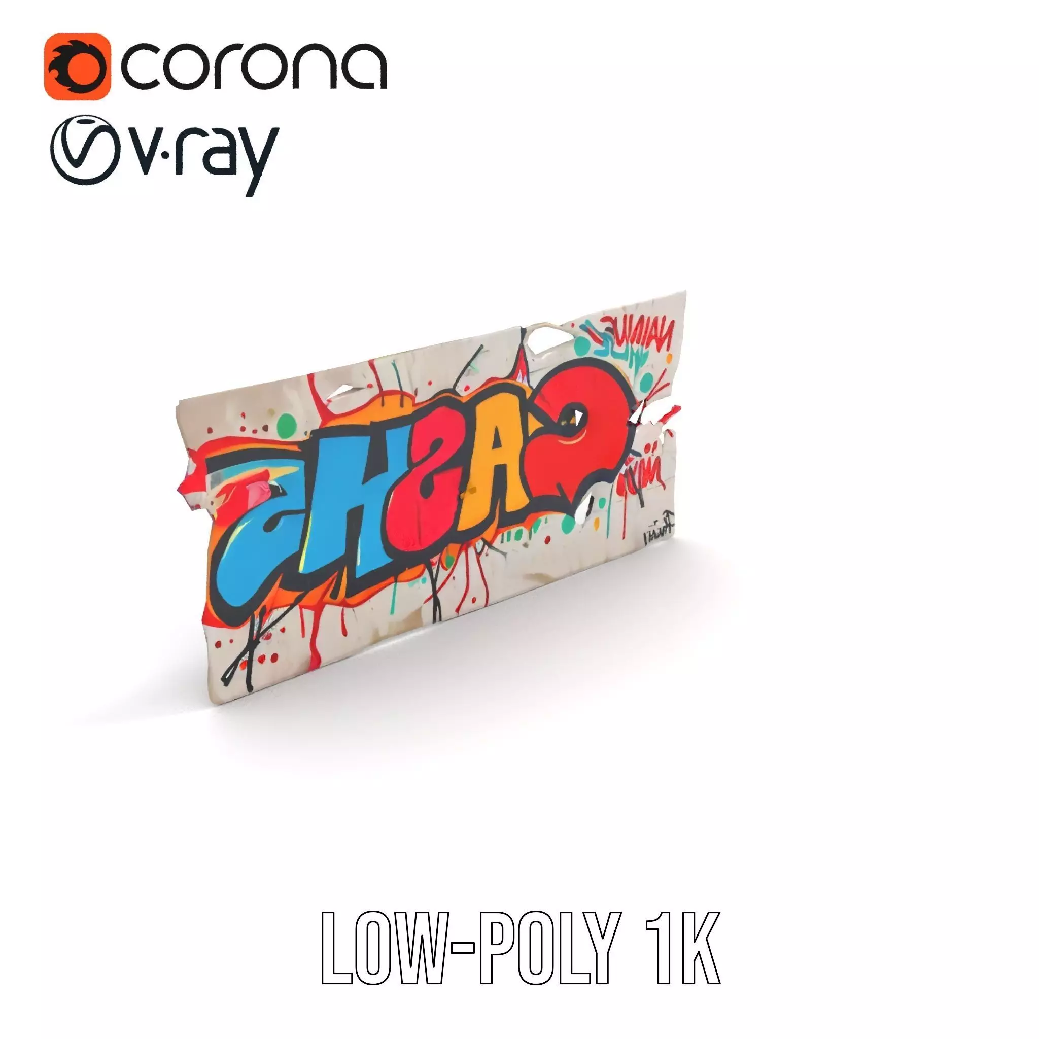 Vibrant Graffiti Wall model pack Low-poly 3D model_10