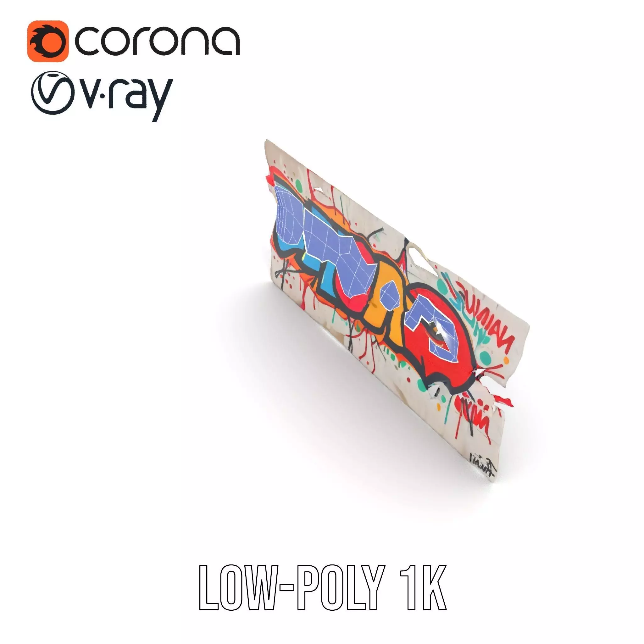 Vibrant Graffiti Wall model pack Low-poly 3D model_29
