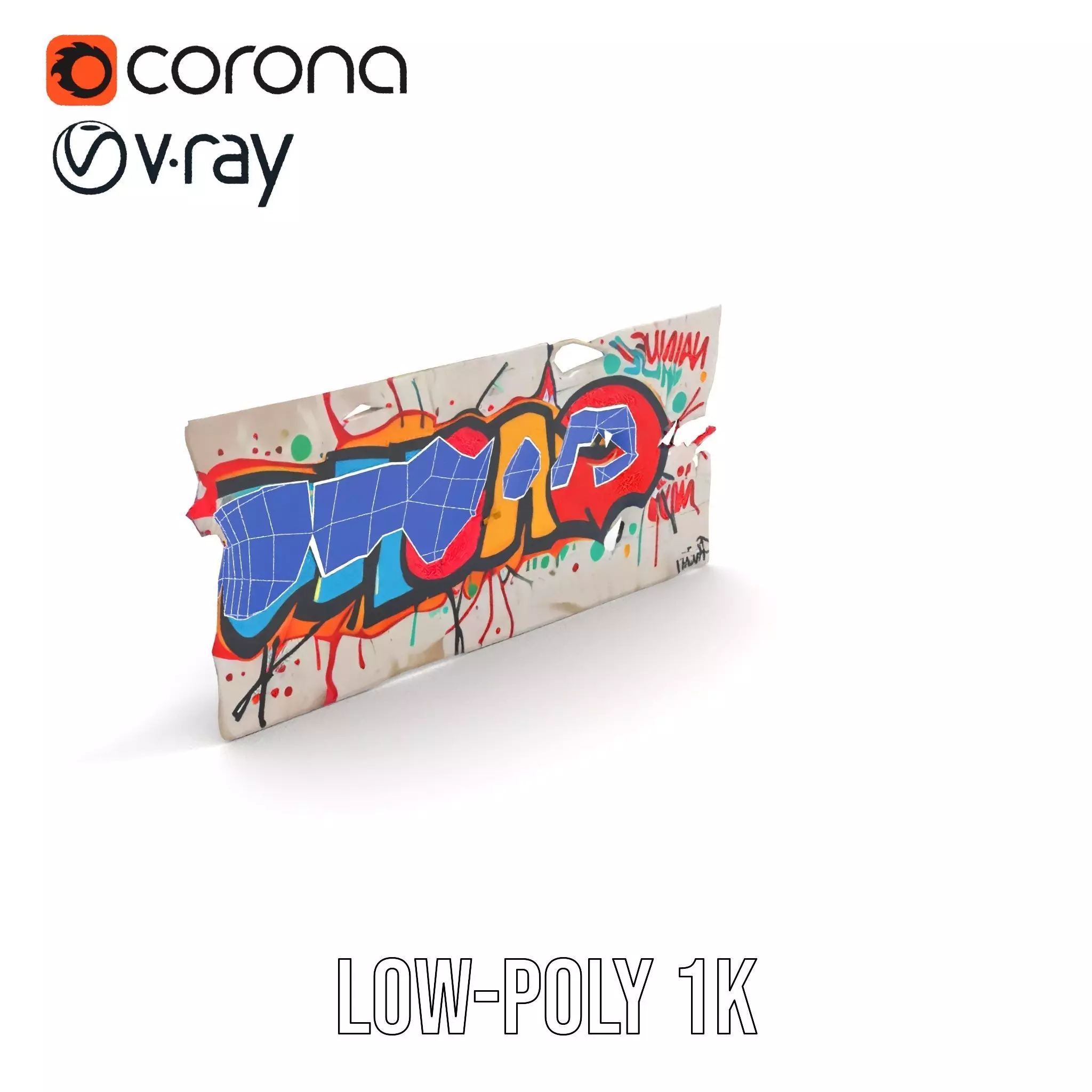 Vibrant Graffiti Wall model pack Low-poly 3D model_32