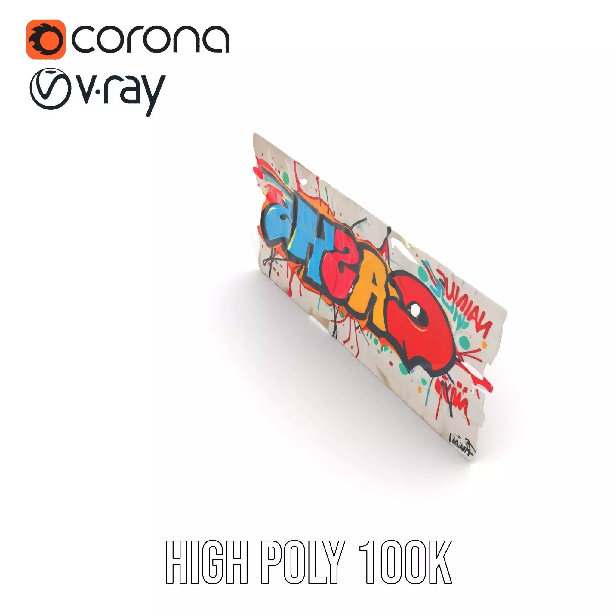 Vibrant Graffiti Wall model pack Low-poly 3D model_24