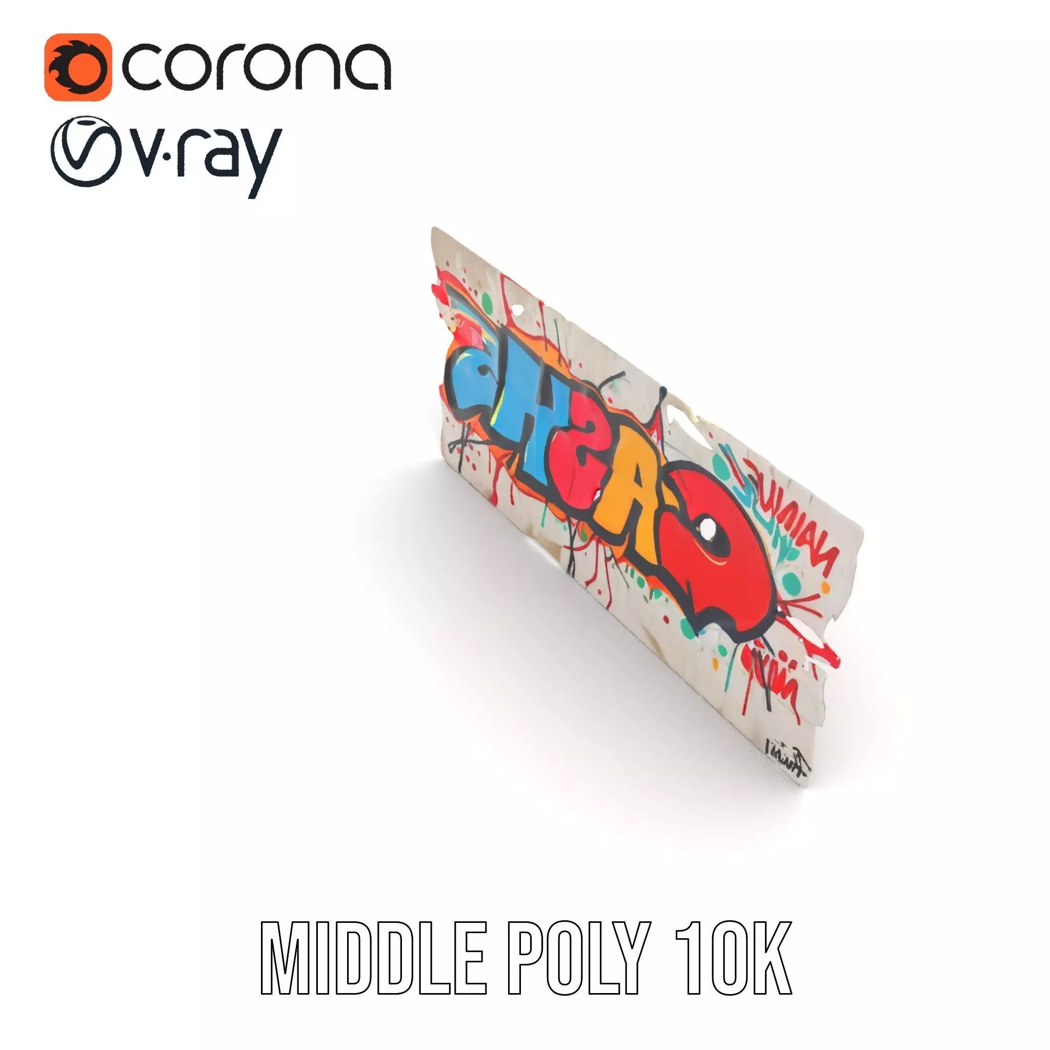 Vibrant Graffiti Wall model pack Low-poly 3D model_6