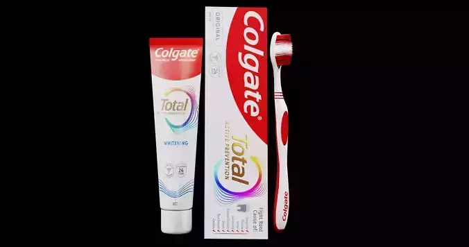 3D Colgate Toothpaste Box Tube and Toothbrush Pack