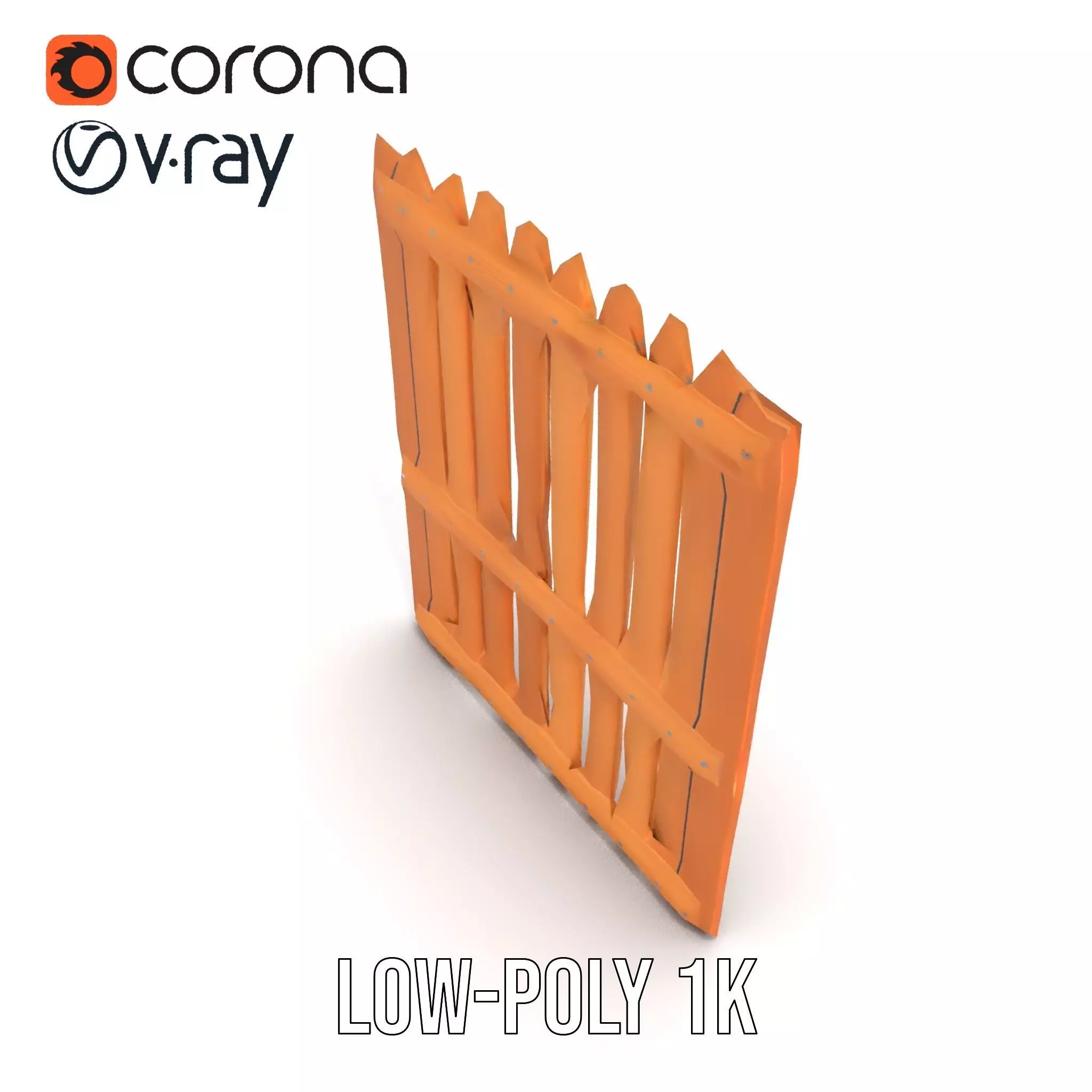 Classic Wooden Fence model pack Low-poly 3D model_24