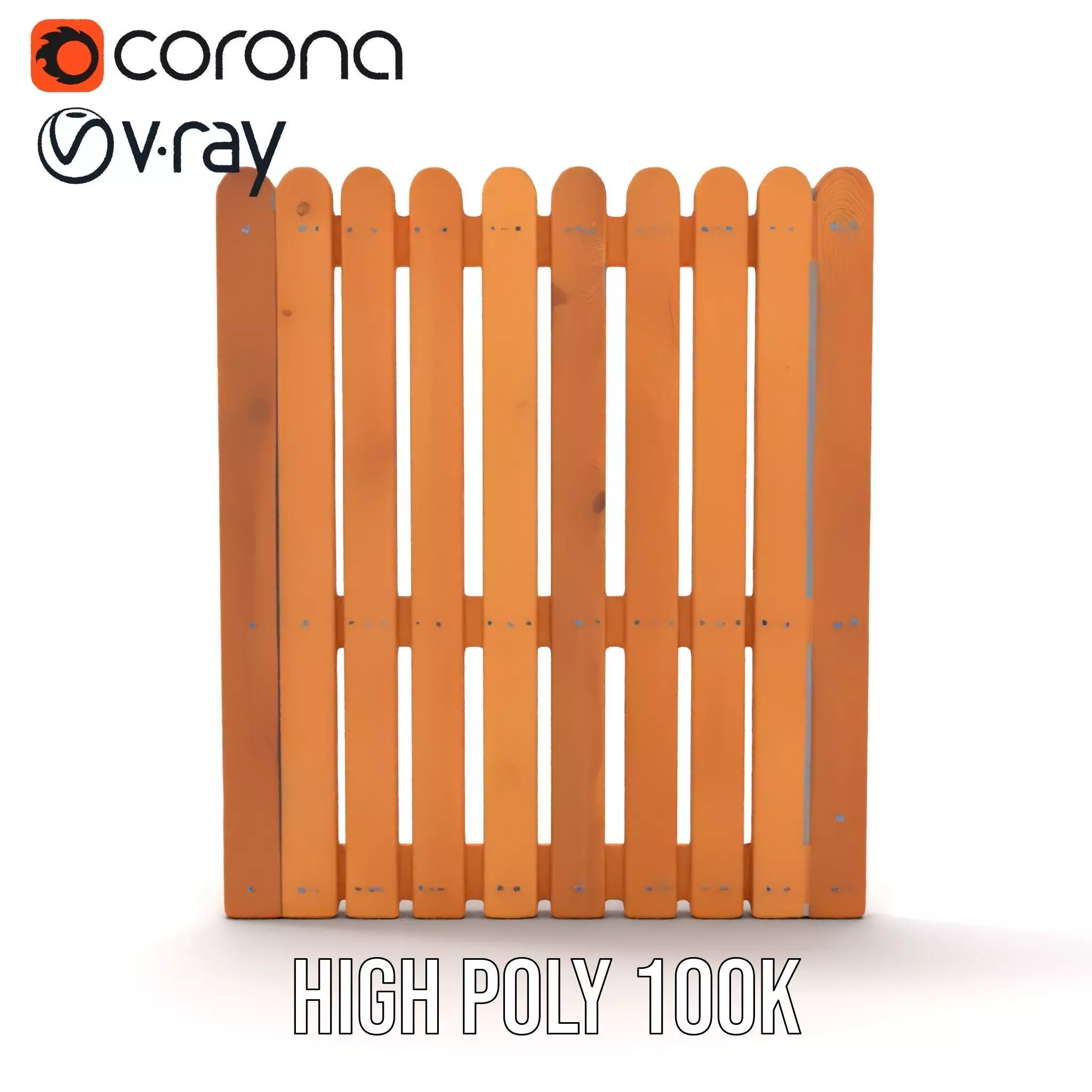 Classic Wooden Fence model pack Low-poly 3D model_22