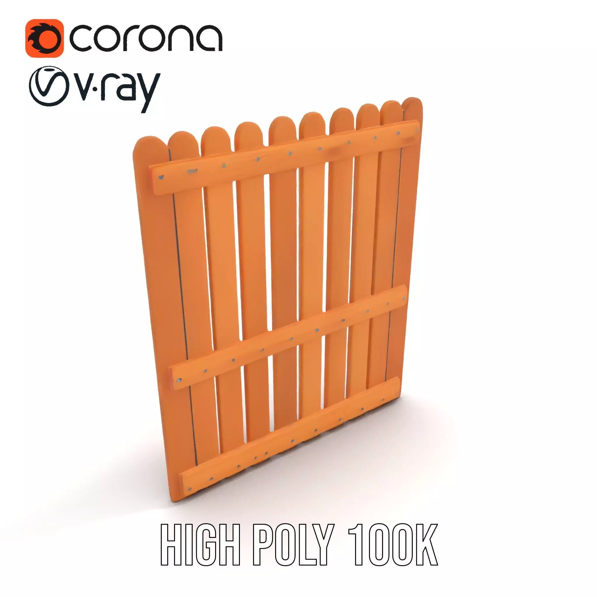 Classic Wooden Fence model pack Low-poly 3D model_16