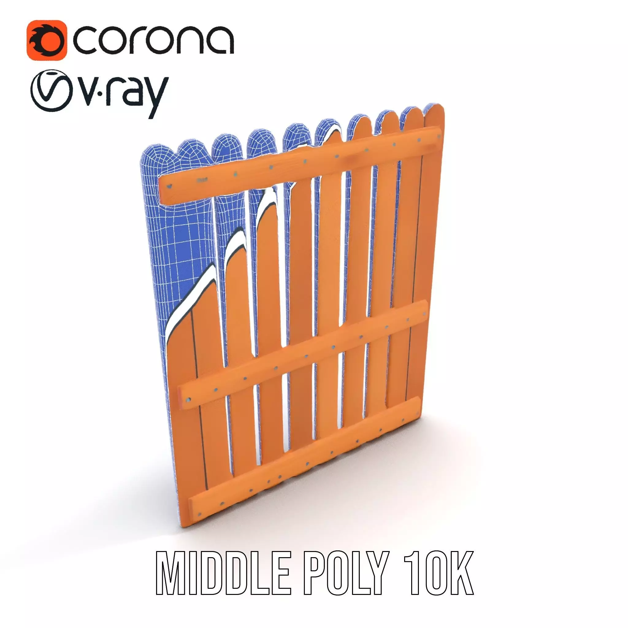 Classic Wooden Fence model pack Low-poly 3D model_17